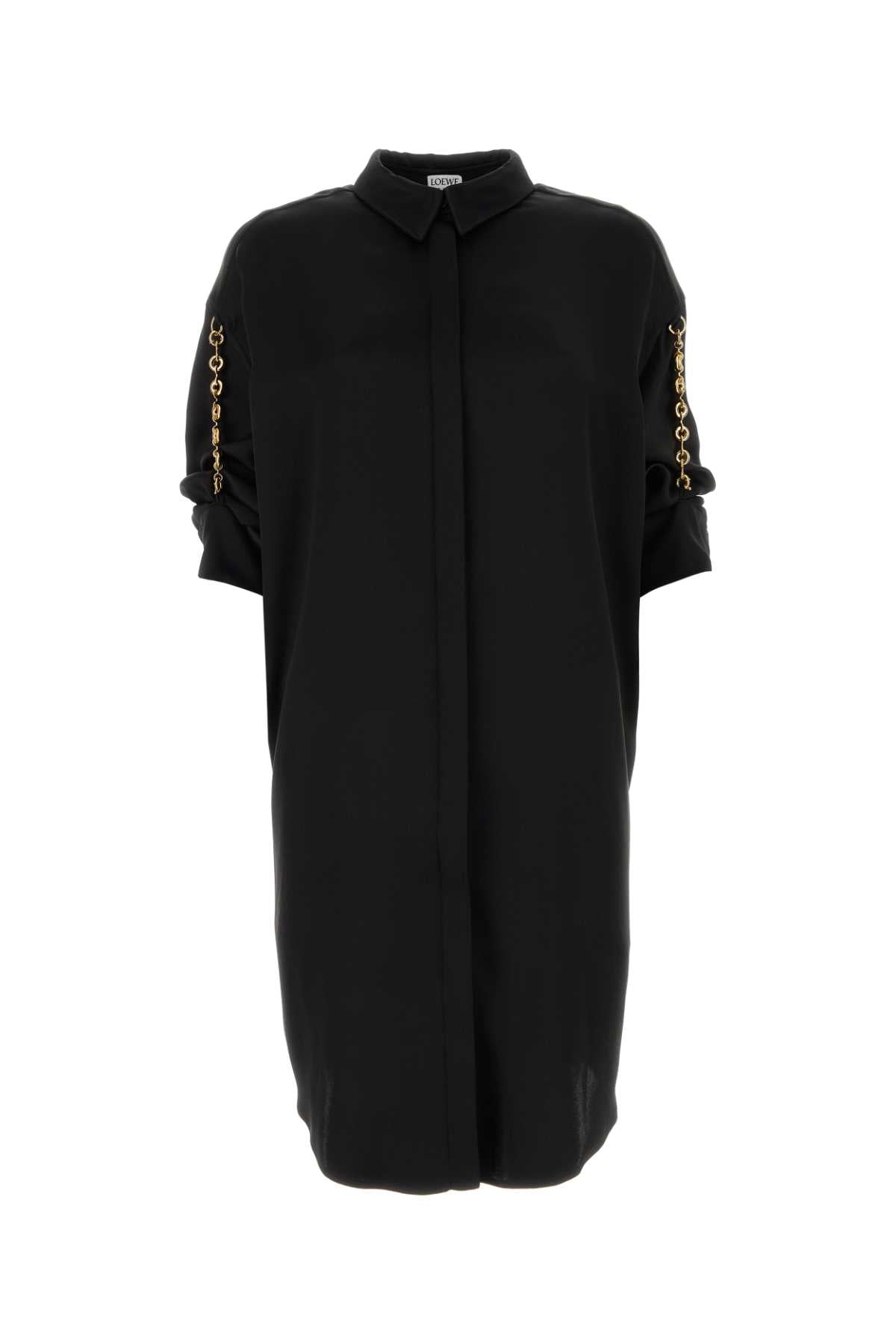 Loewe Women Black Satin Shirt Dress LOEWE