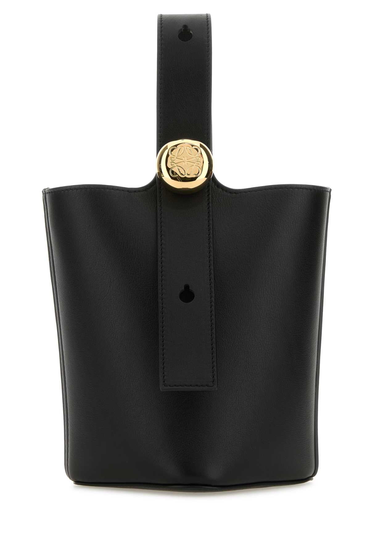 Loewe Women Black Leather Mini Pebble Bucket Bag LOEWE