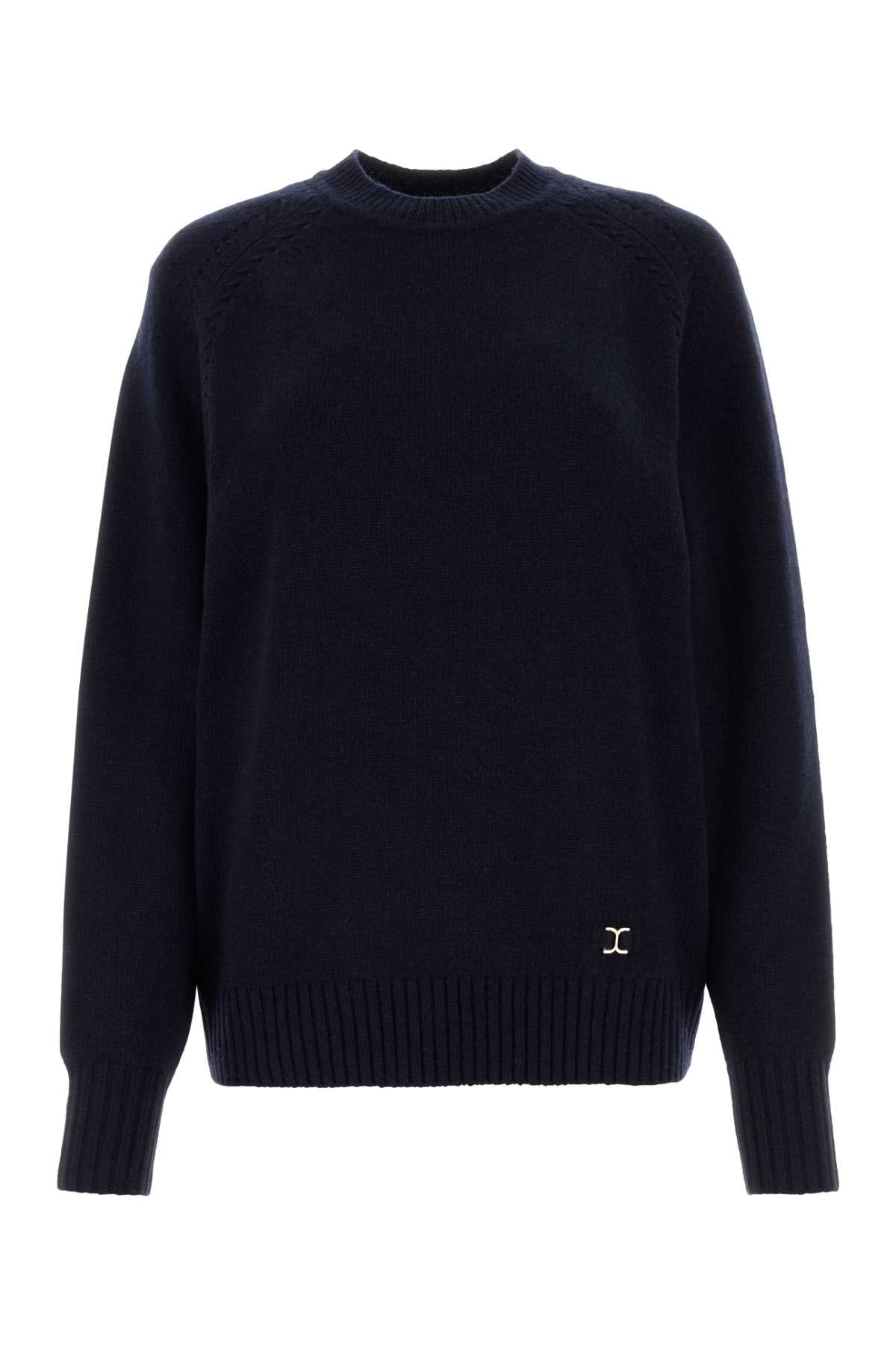 Chloe Women Midnight Blue Cashmere Blend Oversize Sweater CHLOE