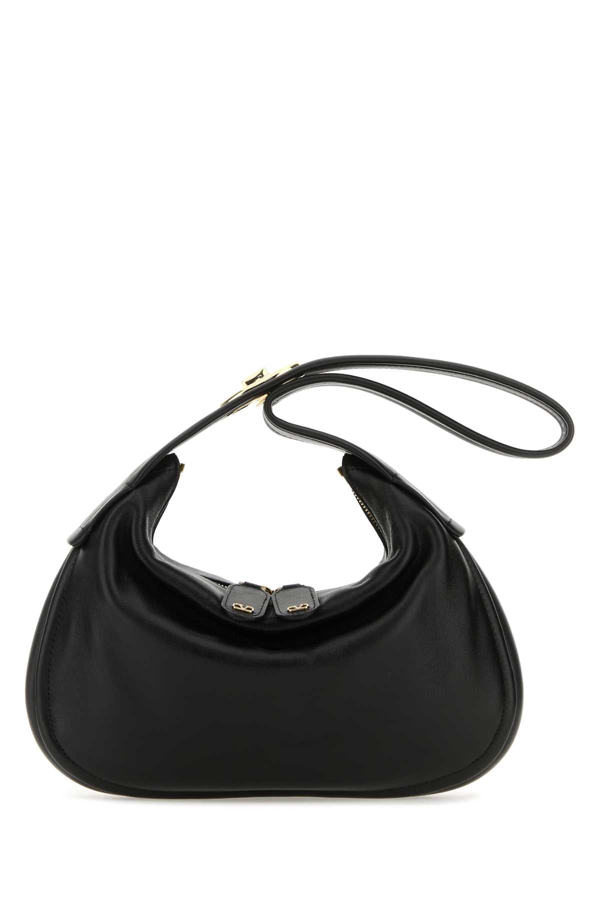 Valentino Garavani Women Black Nappa Leather Small Go-Hobo Shoulder Bag VALENTINO GARAVANI