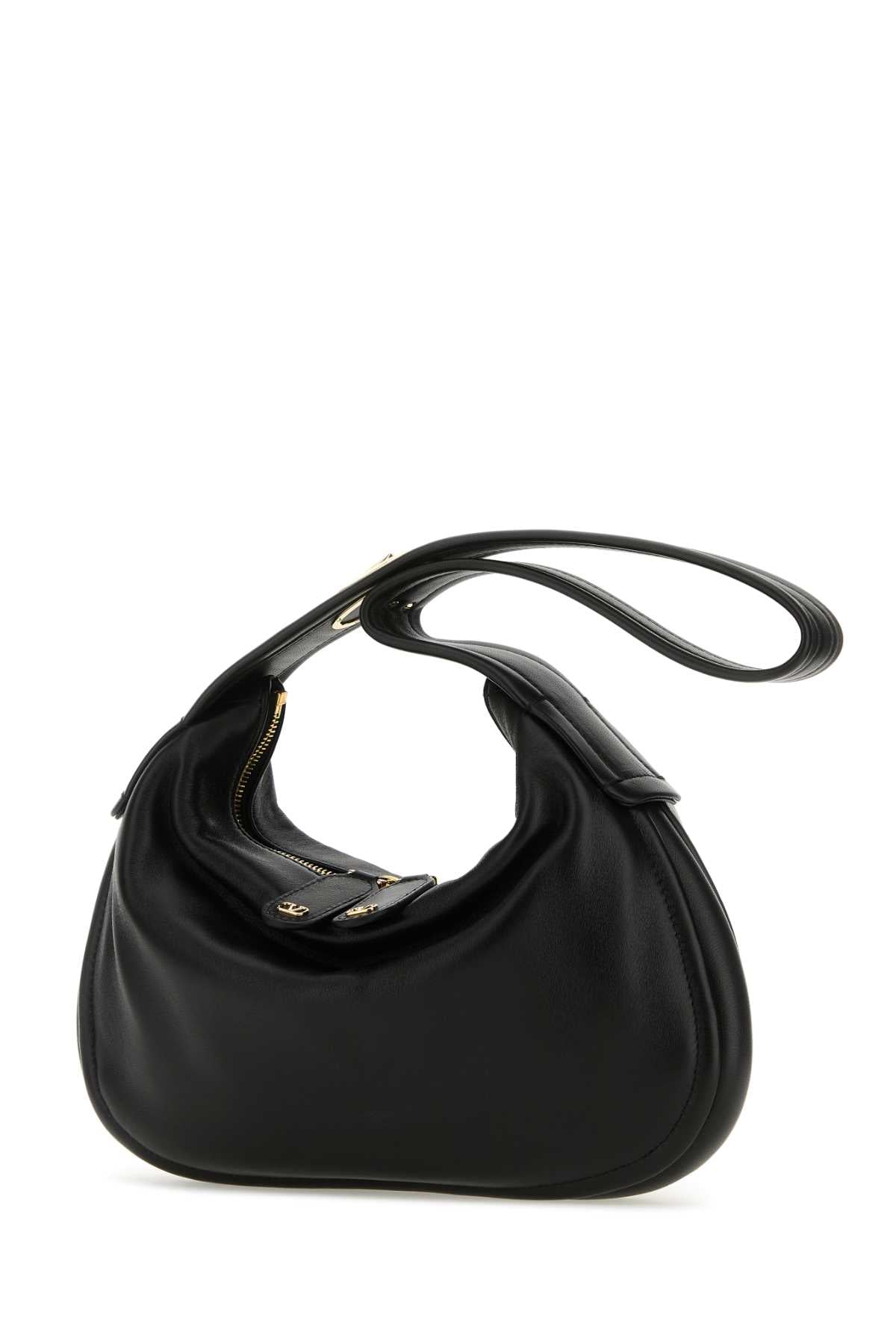 Valentino Garavani Women Black Nappa Leather Small Go-Hobo Shoulder Bag VALENTINO GARAVANI