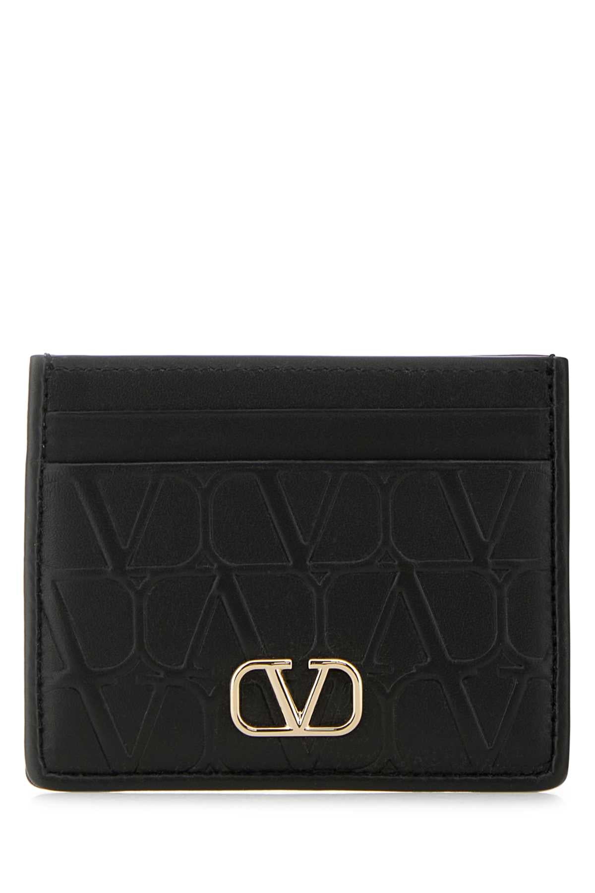 Valentino Garavani Women Black Leather Vlogo Card Holder VALENTINO GARAVANI