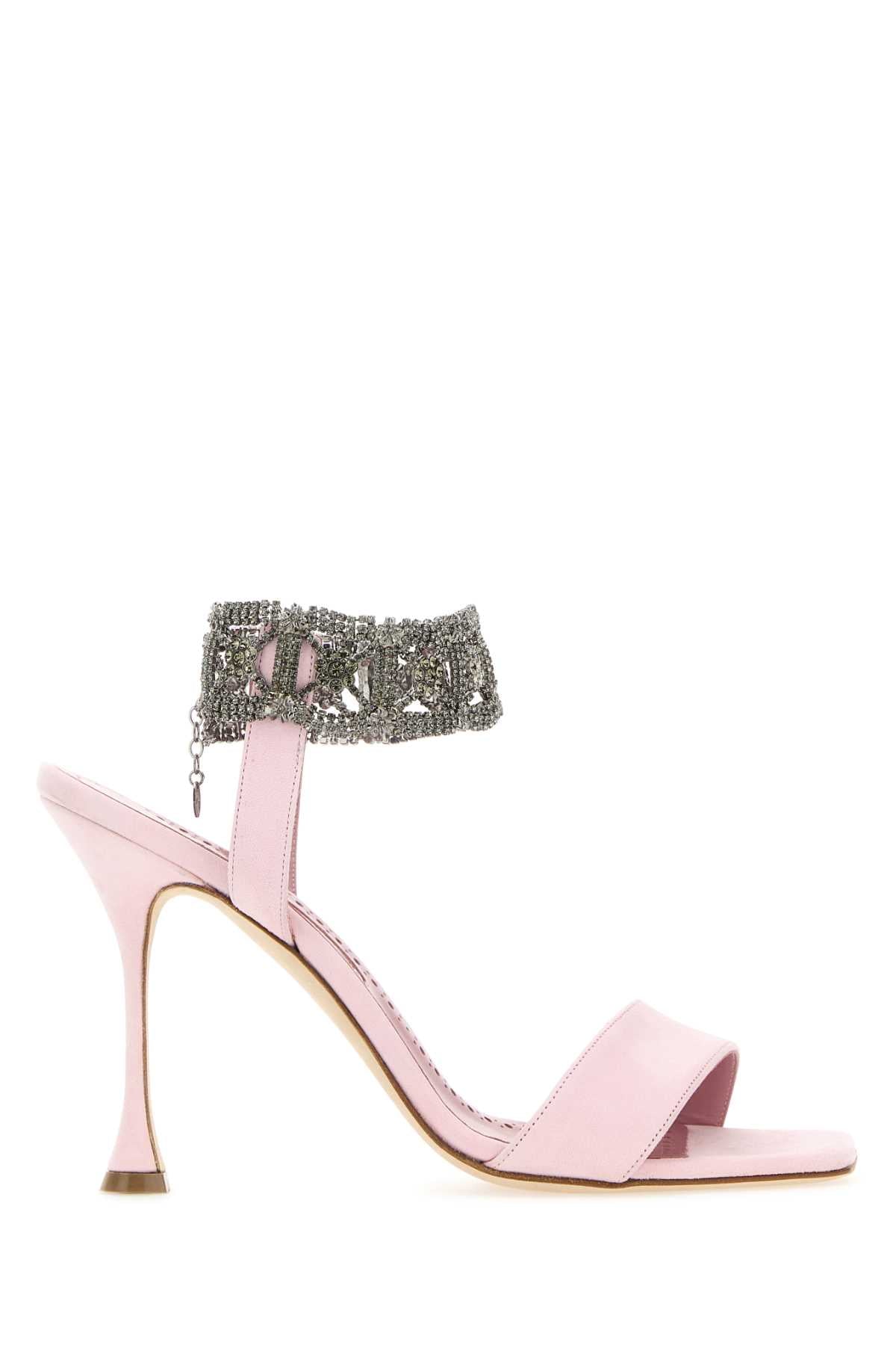 Manolo Blahnik Women Pastel Pink Suede Lierasan Sandals MANOLO BLAHNIK