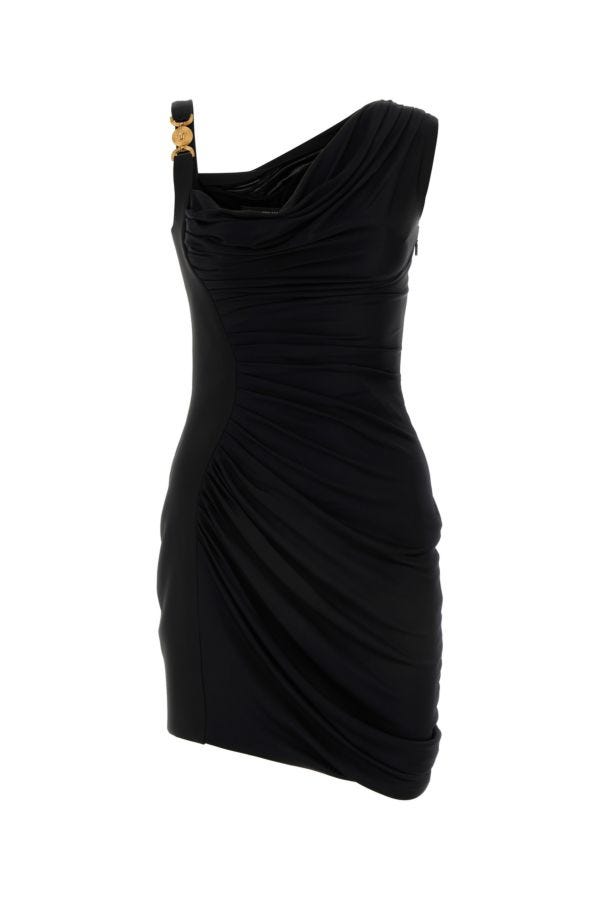 Versace Woman Black Crepe And Jersey Medusa  95 Mini Dress