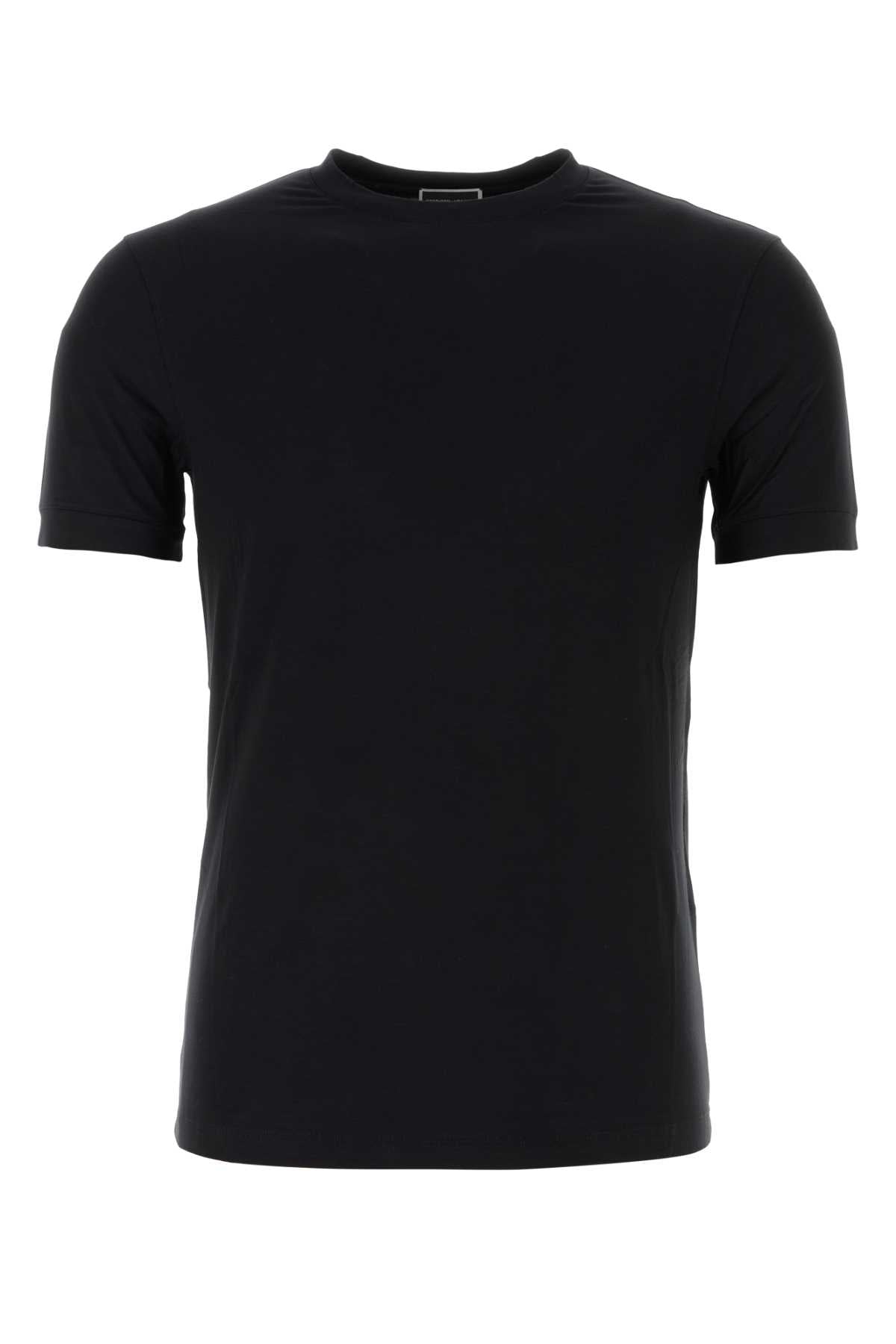 Giorgio Armani Men Black Stretch Viscose T-Shirt GIORGIO ARMANI