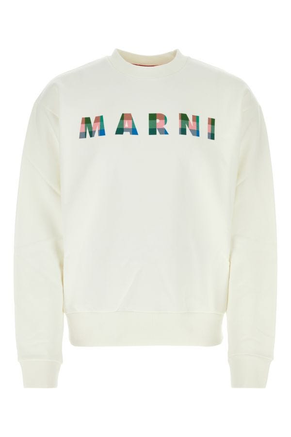 Marni Man White Cotton Sweatshirt