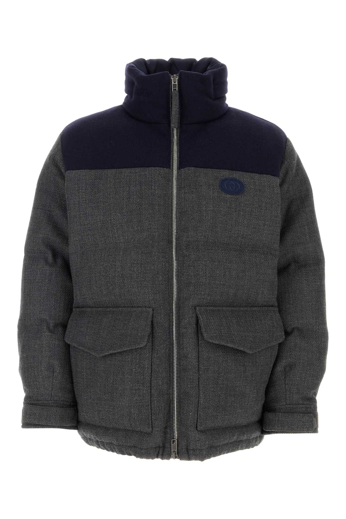 Gucci Men Dark Grey Wool Blend Down Jacket GUCCI