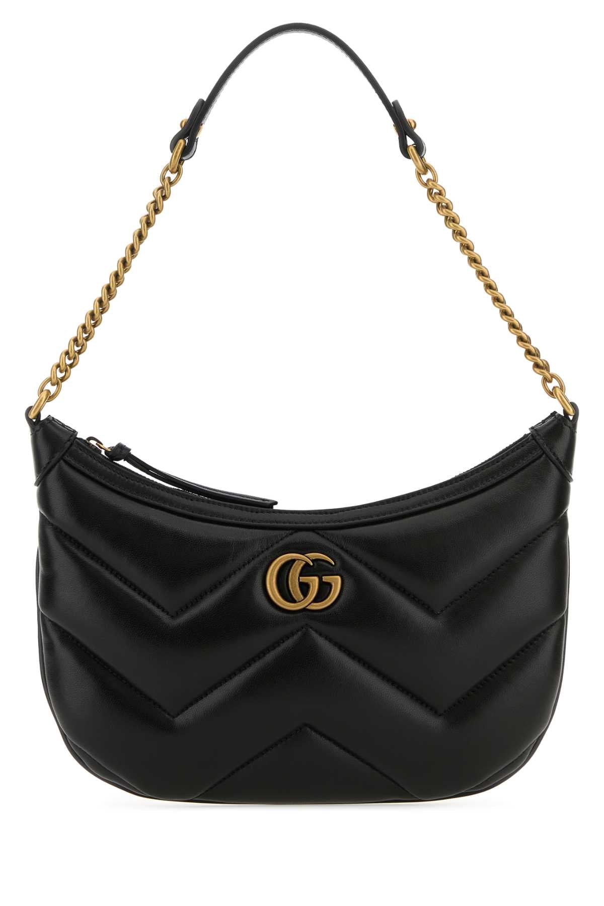 Gucci Women Black Leather Gg Marmont Shoulder Bag GUCCI
