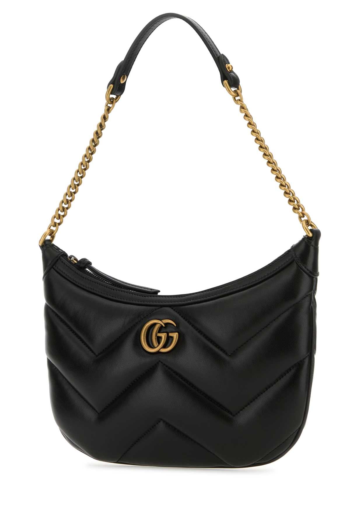 Gucci Women Black Leather Gg Marmont Shoulder Bag GUCCI