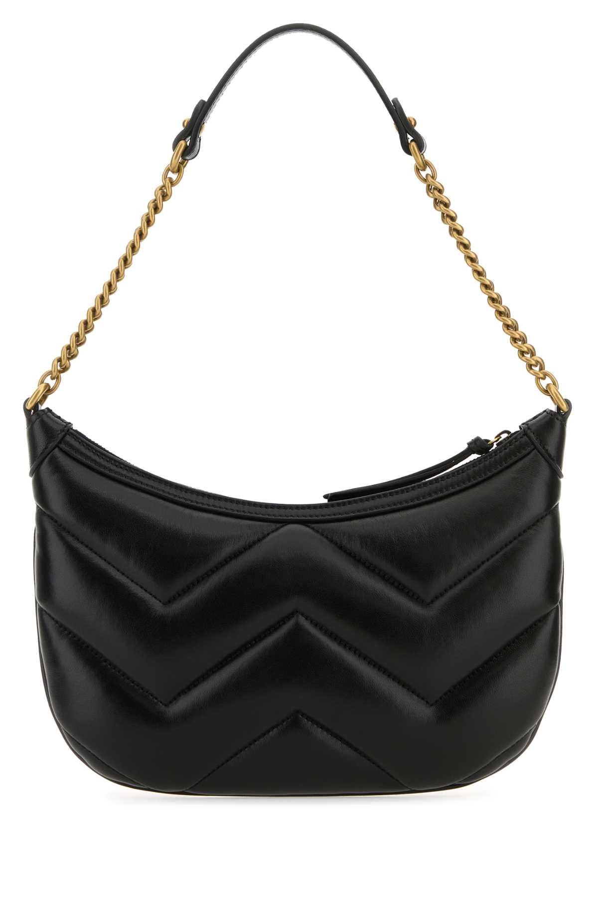 Gucci Women Black Leather Gg Marmont Shoulder Bag GUCCI