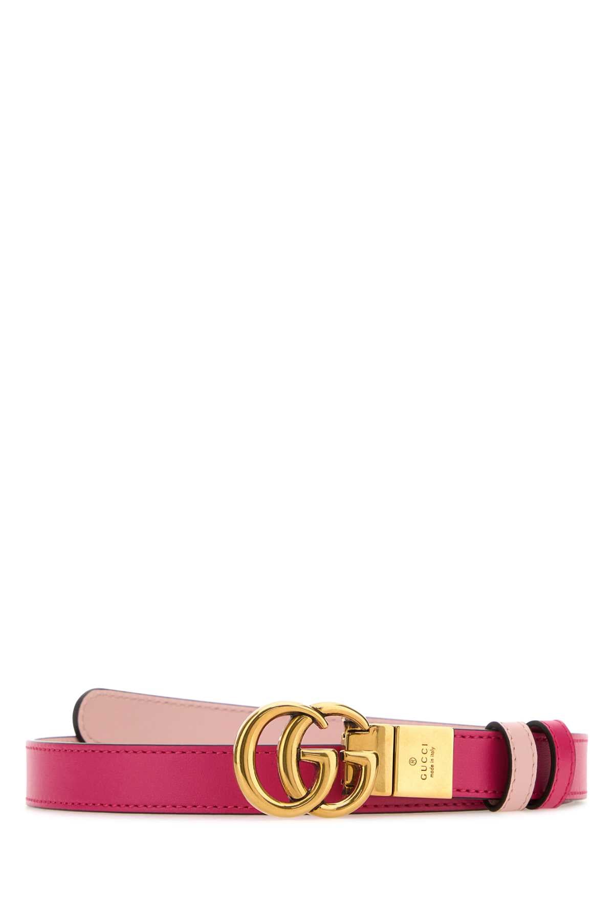 Gucci Women Fuchsia Leather Gg Marmont Reversible Blend GUCCI