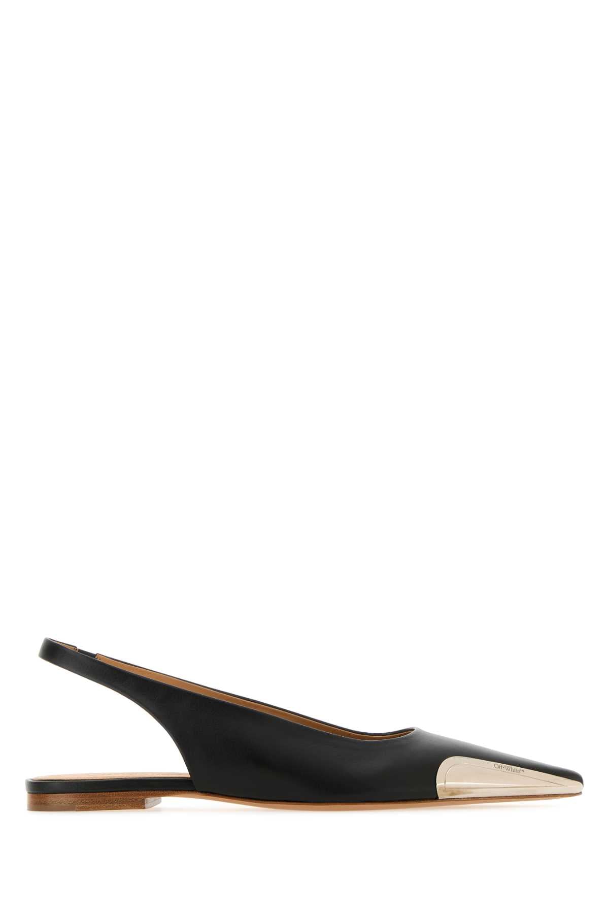 Off White Women Black Leather Ballerinas OFF-WHITE