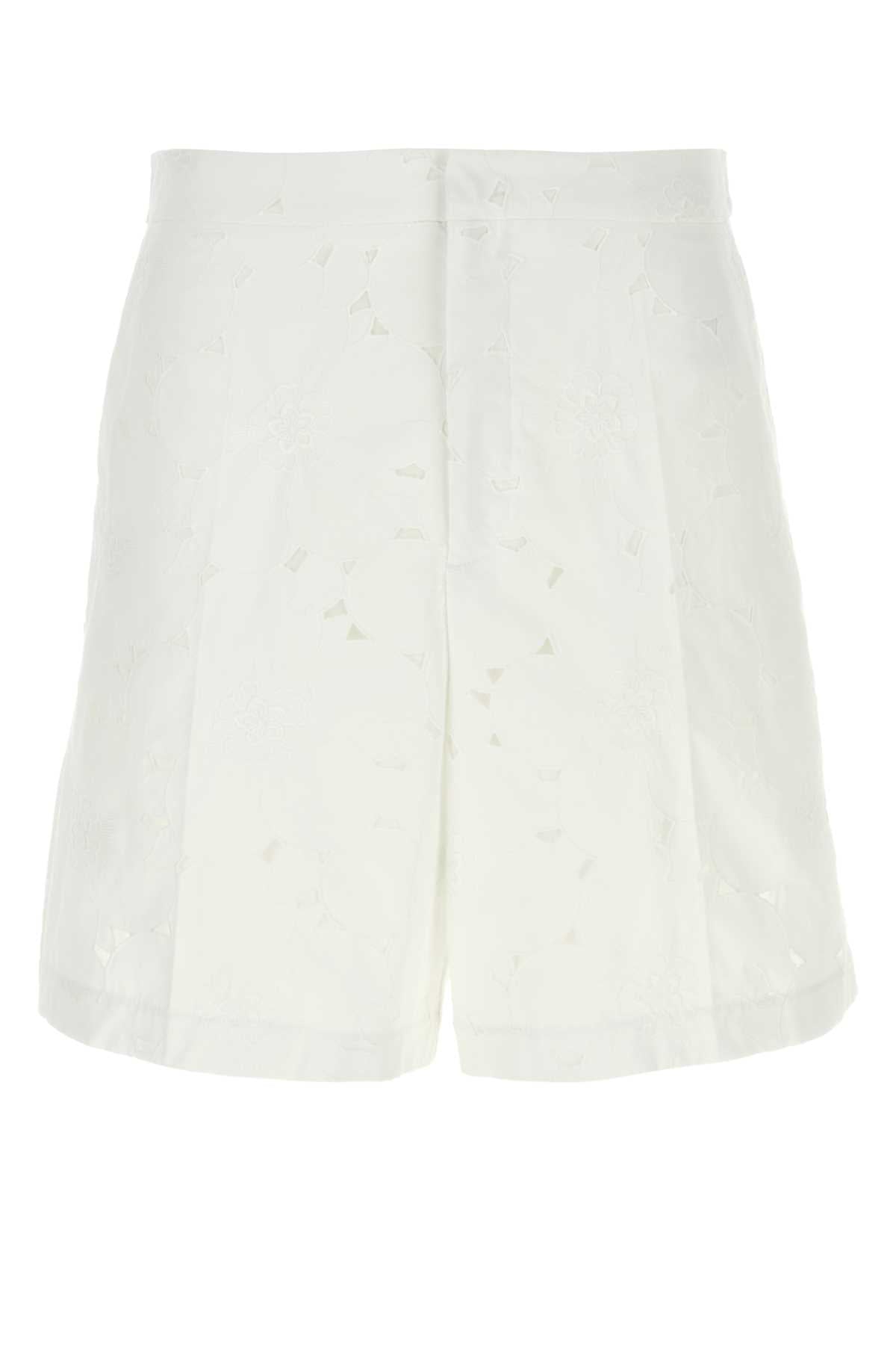 Valentino Garavani Men White Cotton Blend Bermuda Shorts VALENTINO GARAVANI