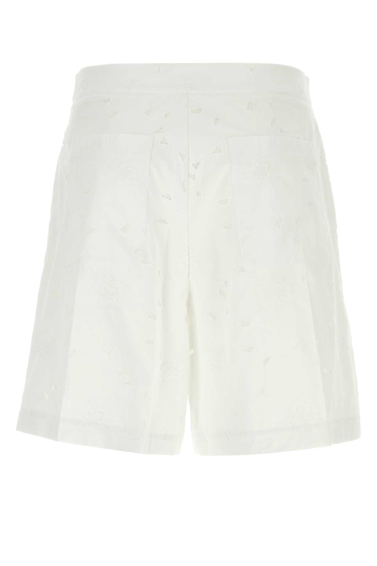 Valentino Garavani Men White Cotton Blend Bermuda Shorts VALENTINO GARAVANI