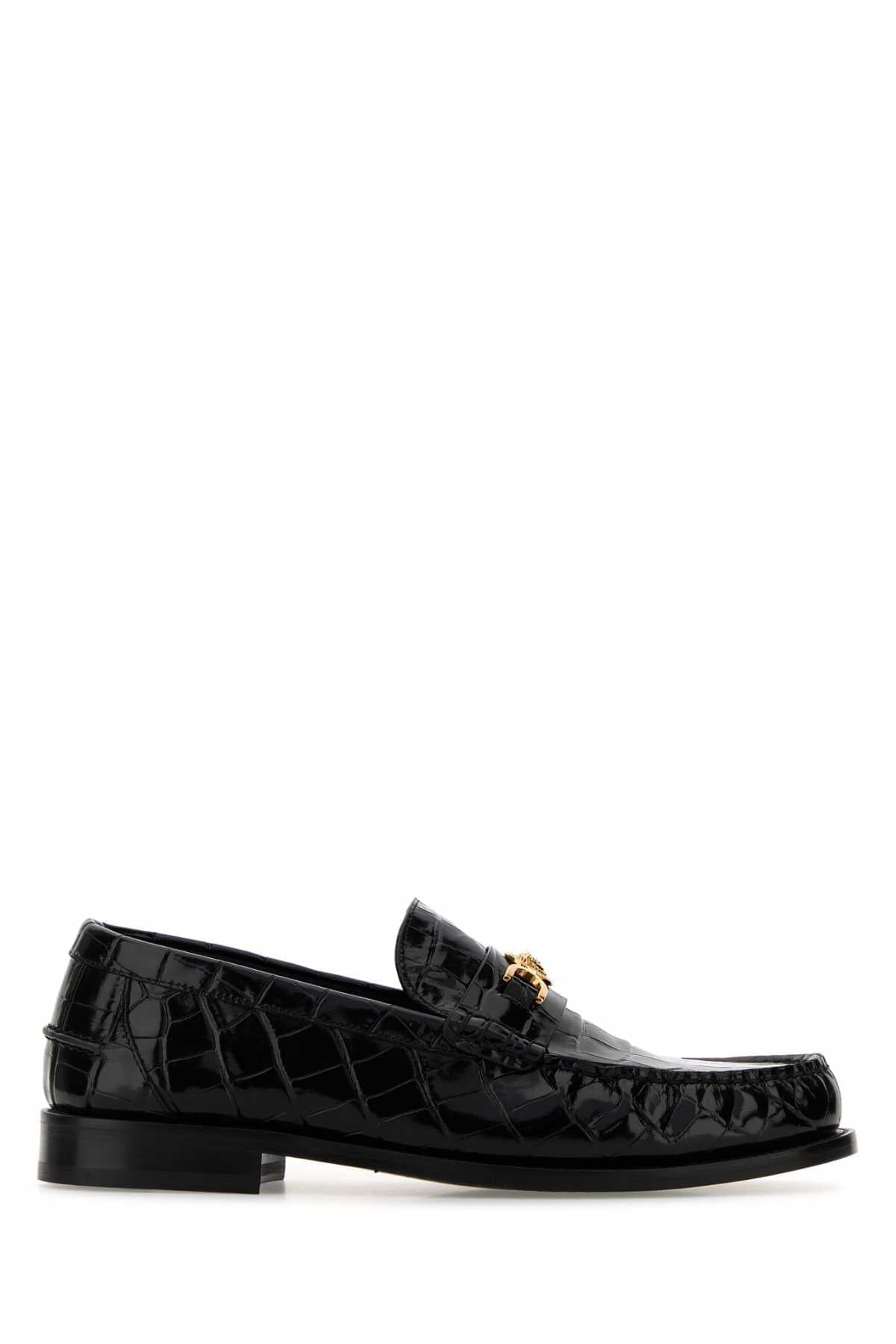 Versace Men Black Leather Loafers VERSACE