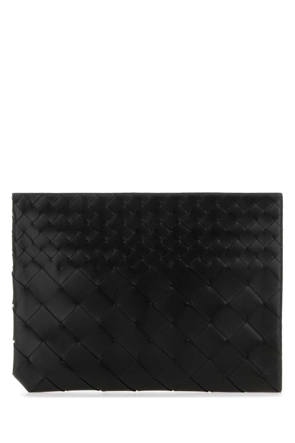 Bottega Veneta Men Black Leather Intrecciato Pouch BOTTEGA VENETA