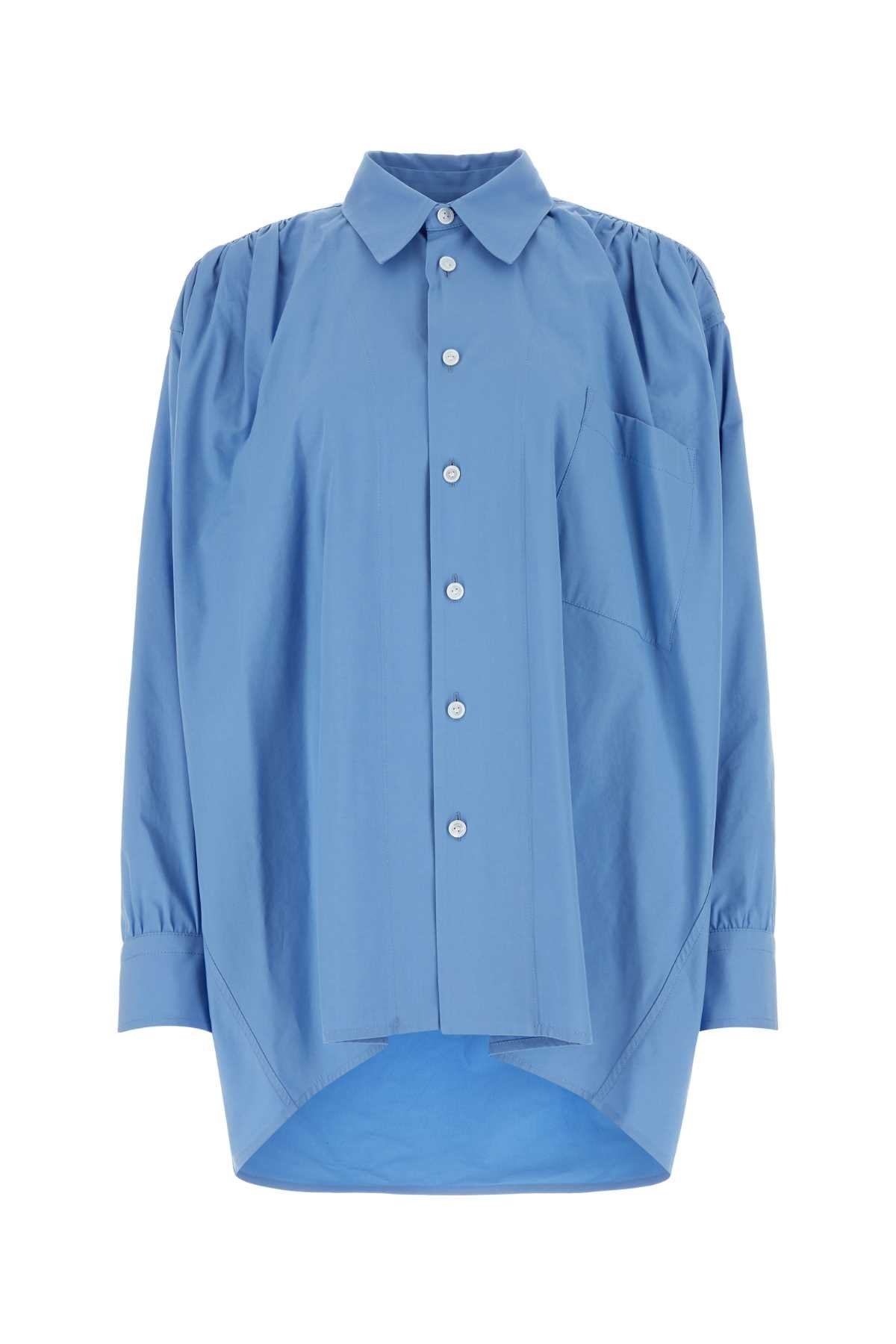 Bottega Veneta Women Light Blue Cotton Blend Oversize Shirt BOTTEGA VENETA