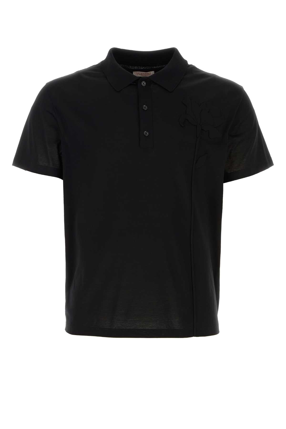 Valentino Garavani Men Black Cotton Polo Shirt VALENTINO GARAVANI
