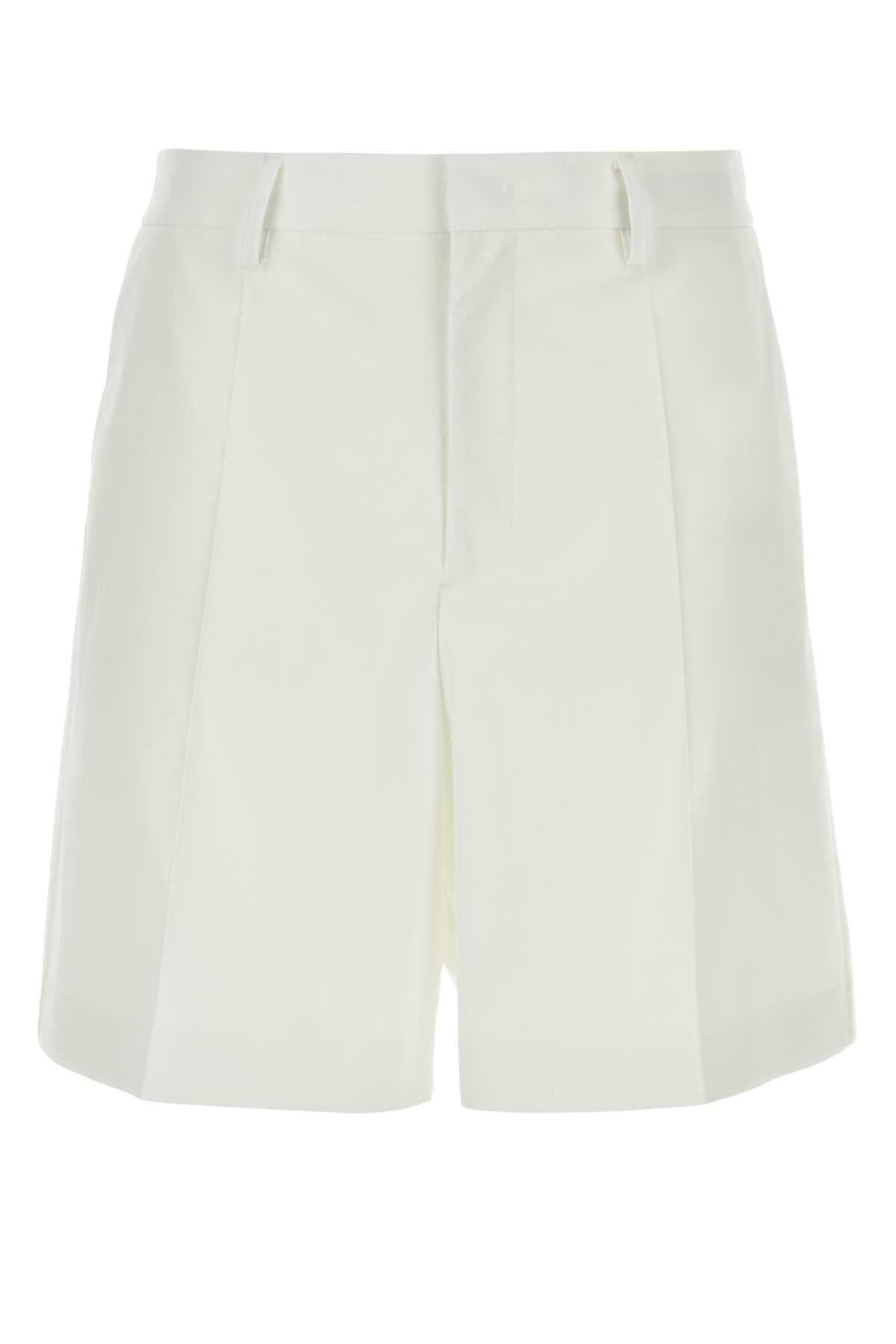 Valentino Garavani Men White Wool Blend Bermuda Shorts VALENTINO GARAVANI