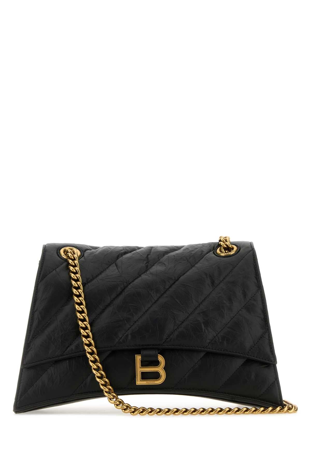Balenciaga Women Black Leather Crush M Shoulder Bag BALENCIAGA
