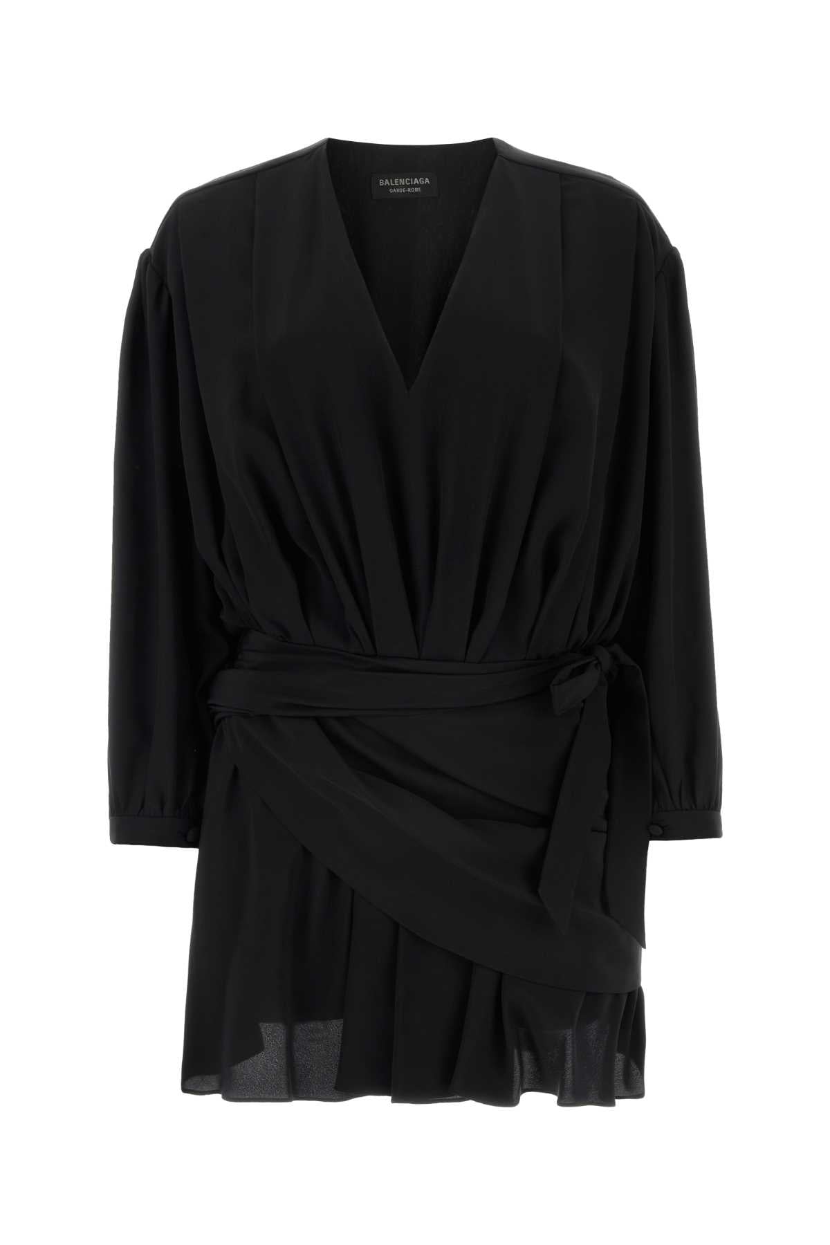 Balenciaga Women Black Crepe Mini Dress BALENCIAGA