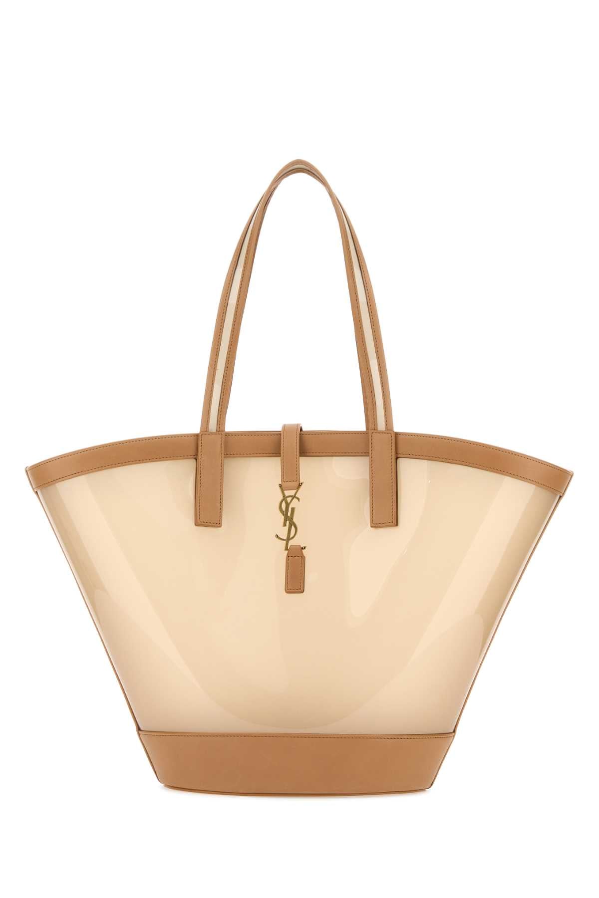 Saint Laurent Women Two-Tone Vinyl And Leather Panier Shopping Bag SAINT LAURENT