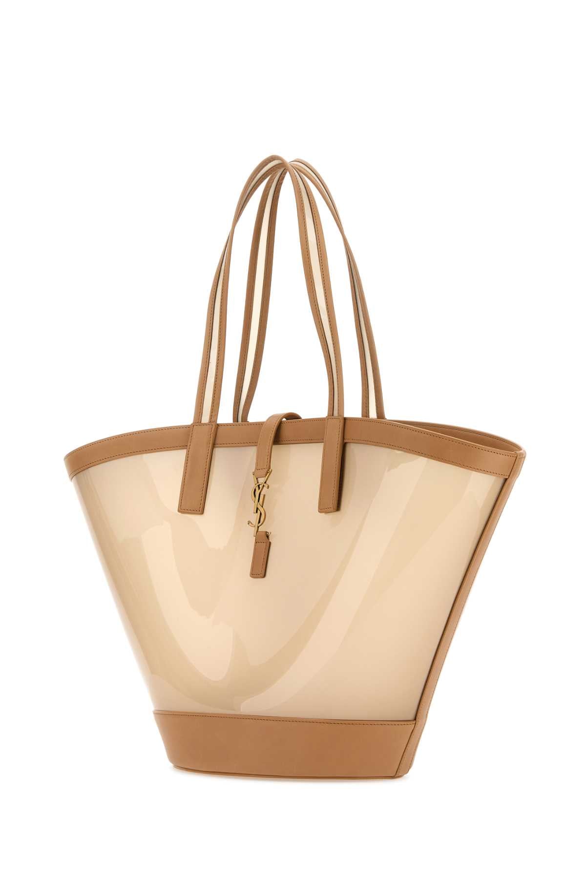 Saint Laurent Women Two-Tone Vinyl And Leather Panier Shopping Bag SAINT LAURENT