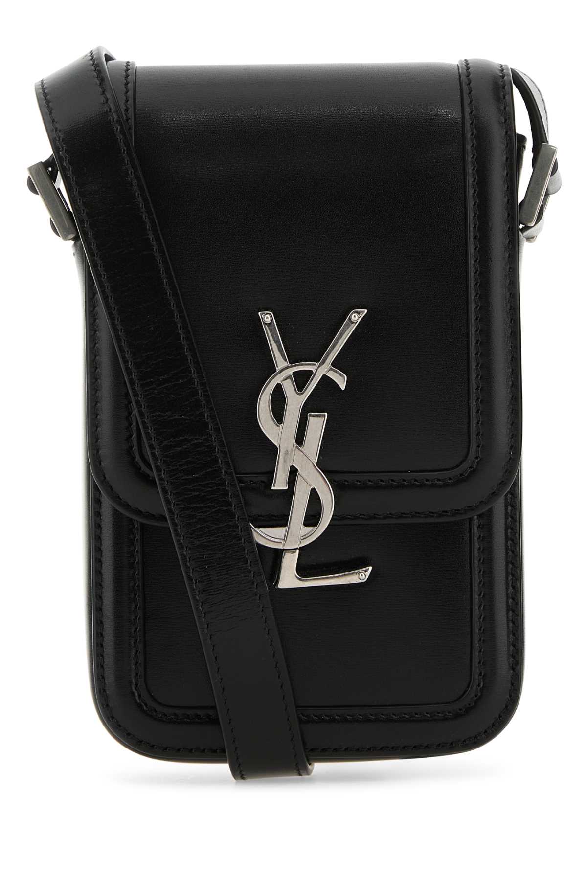 Saint Laurent Men Black Leather Phone Case SAINT LAURENT