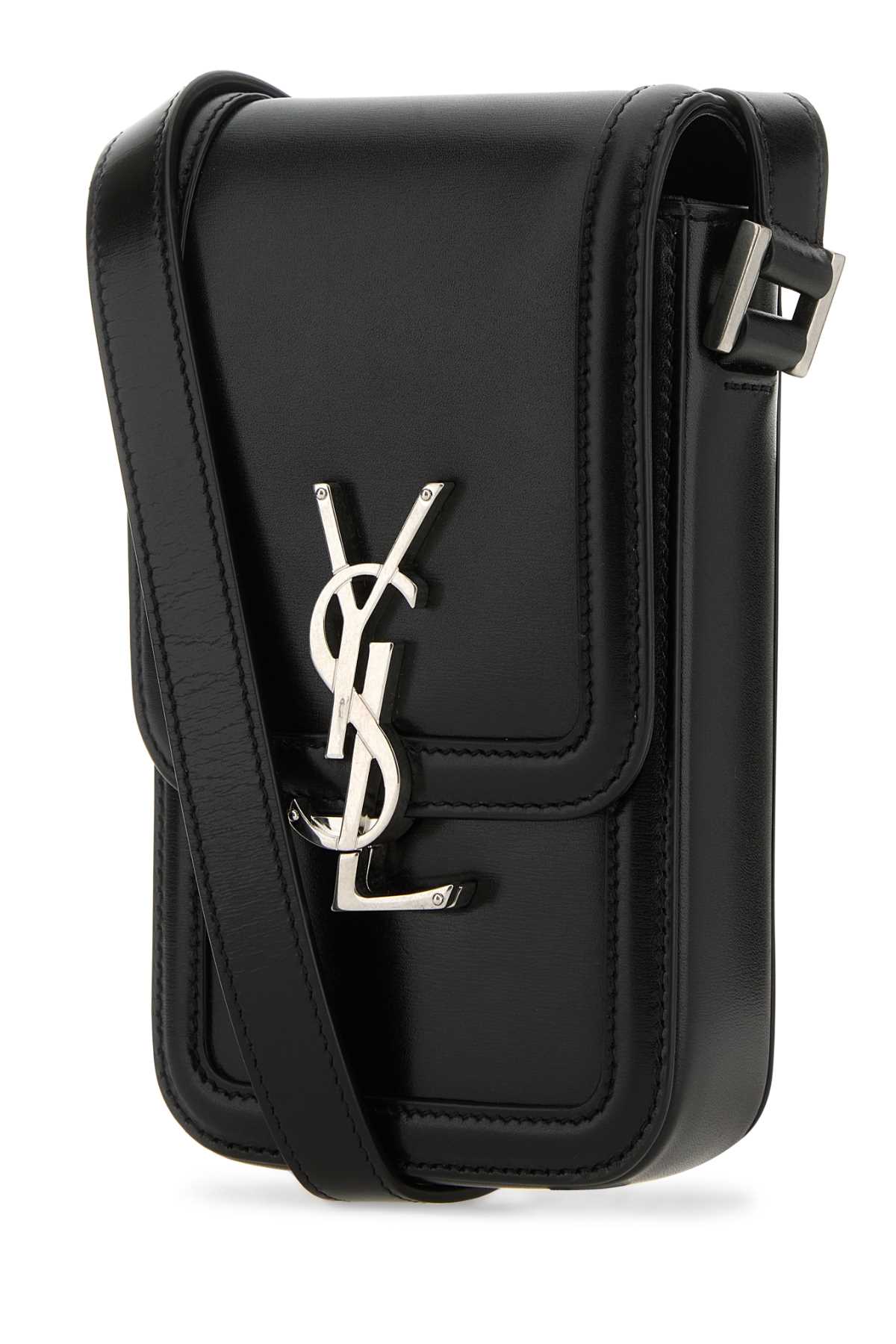 Saint Laurent Men Black Leather Phone Case SAINT LAURENT