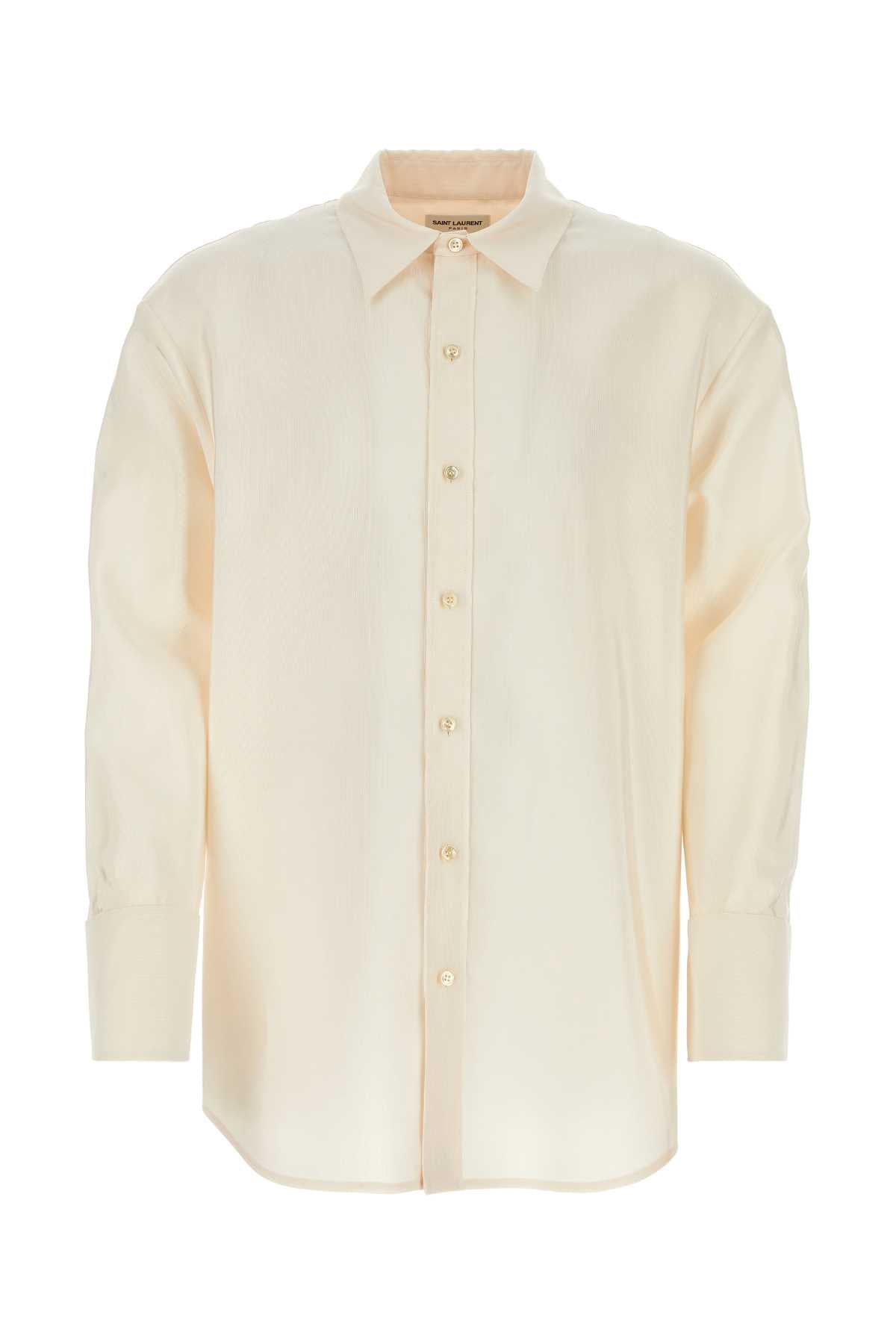 Saint Laurent Men Ivory Faille Oversize Shirt SAINT LAURENT