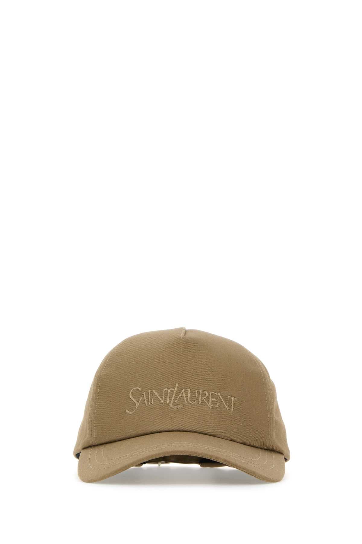 Saint Laurent Men Cappuccino Cotton Blend Baseball Cap SAINT LAURENT
