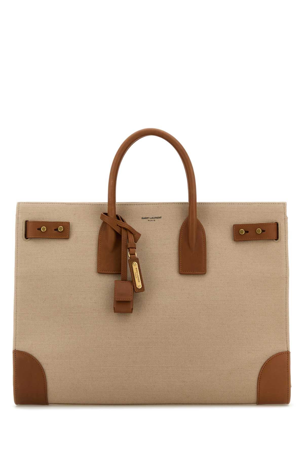 Saint Laurent Men Two-Tone Canvas And Leather Large Sac De Jour Handbag SAINT LAURENT