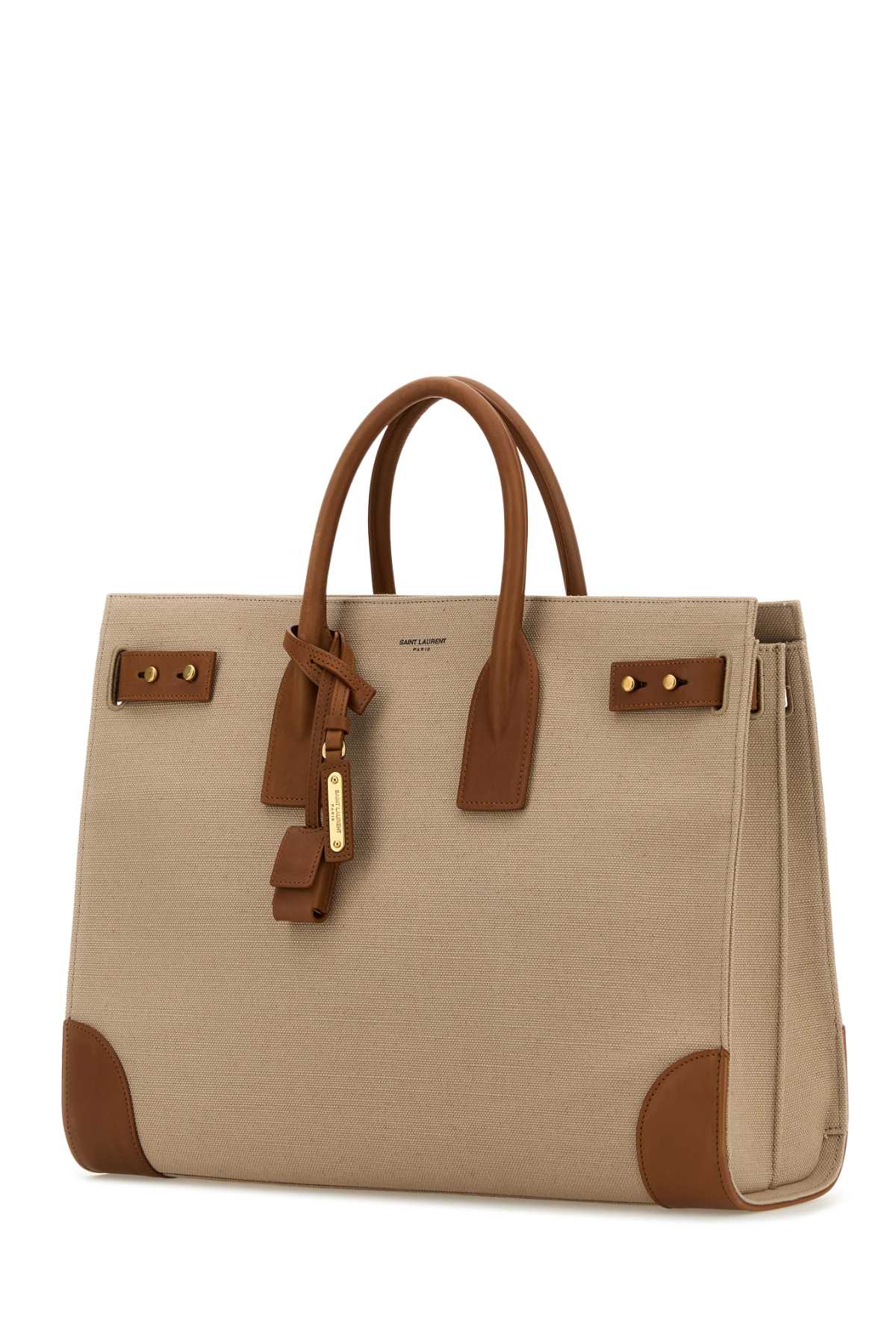 Saint Laurent Men Two-Tone Canvas And Leather Large Sac De Jour Handbag SAINT LAURENT