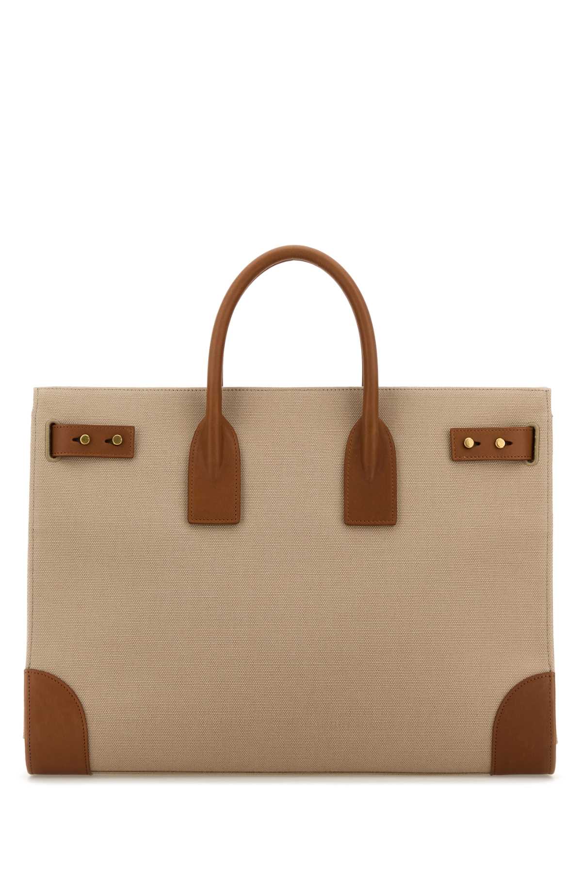 Saint Laurent Men Two-Tone Canvas And Leather Large Sac De Jour Handbag SAINT LAURENT