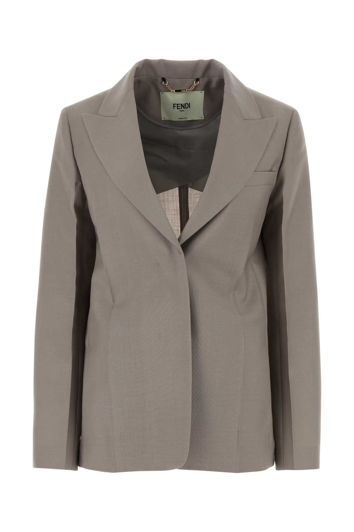 Fendi Women Dove Grey Mohair Blend Blazer FENDI