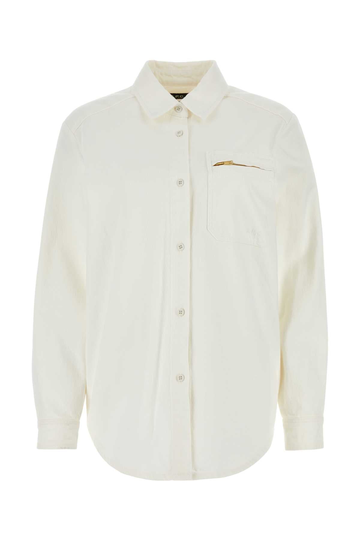 A.P.C. Women White Denim Tina Shirt A.P.C.