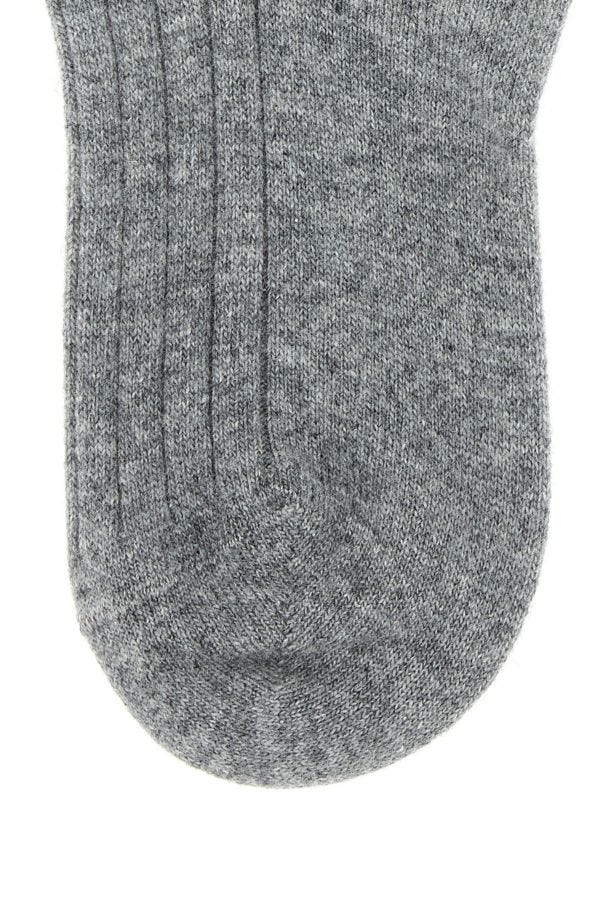 Prada Woman Grey Stretch Wool Blend Socks
