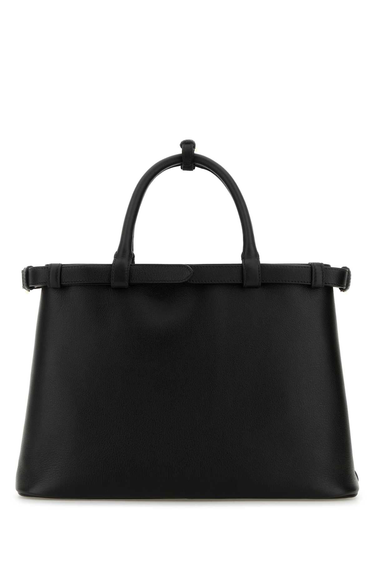 Prada Women Black Leather Medium Prada Buckle Handbag PRADA
