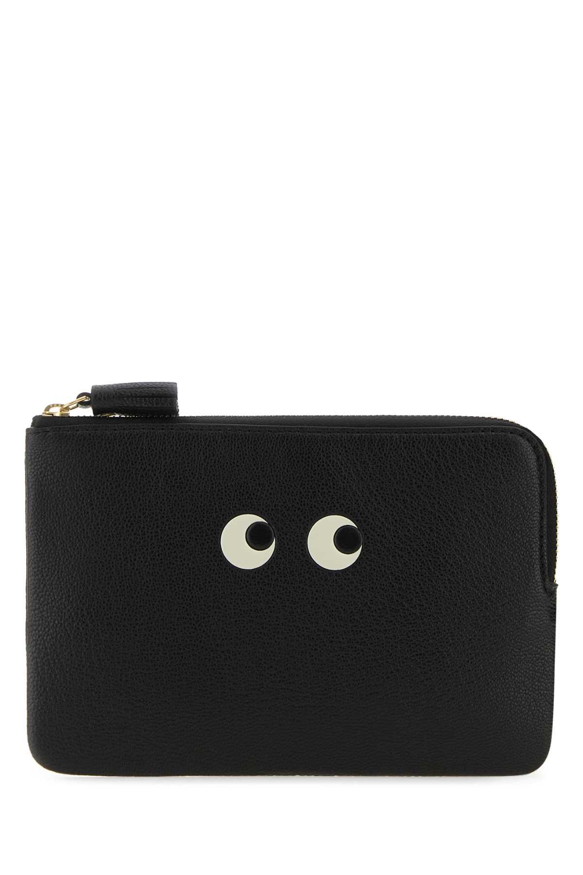 Anya Hindmarch Women Black Leather Loose Pocket Eyes Pouch ANYA HINDMARCH