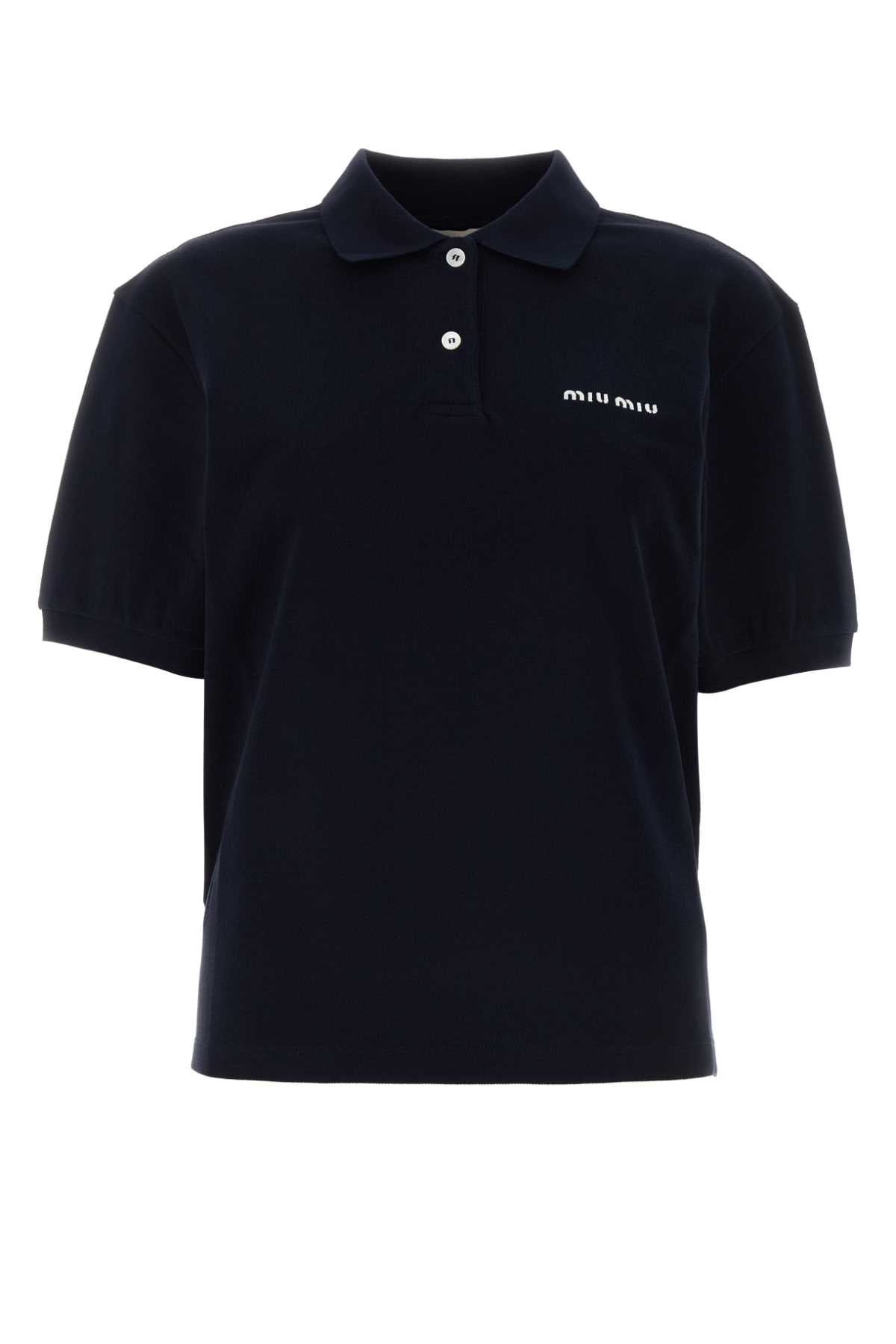 Miu Miu Women Dark Blue Piquet Polo Shirt MIU MIU