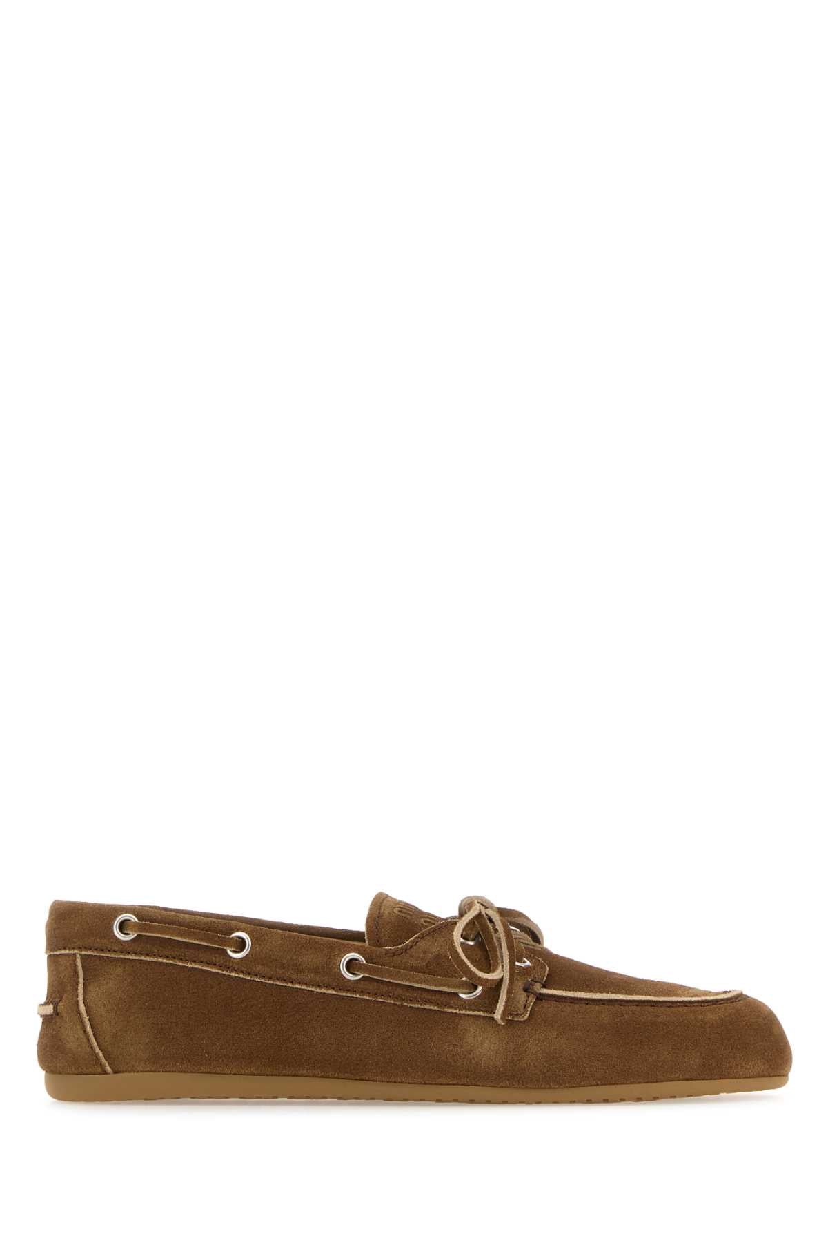 Miu Miu Women Camel Suede Loafers MIU MIU