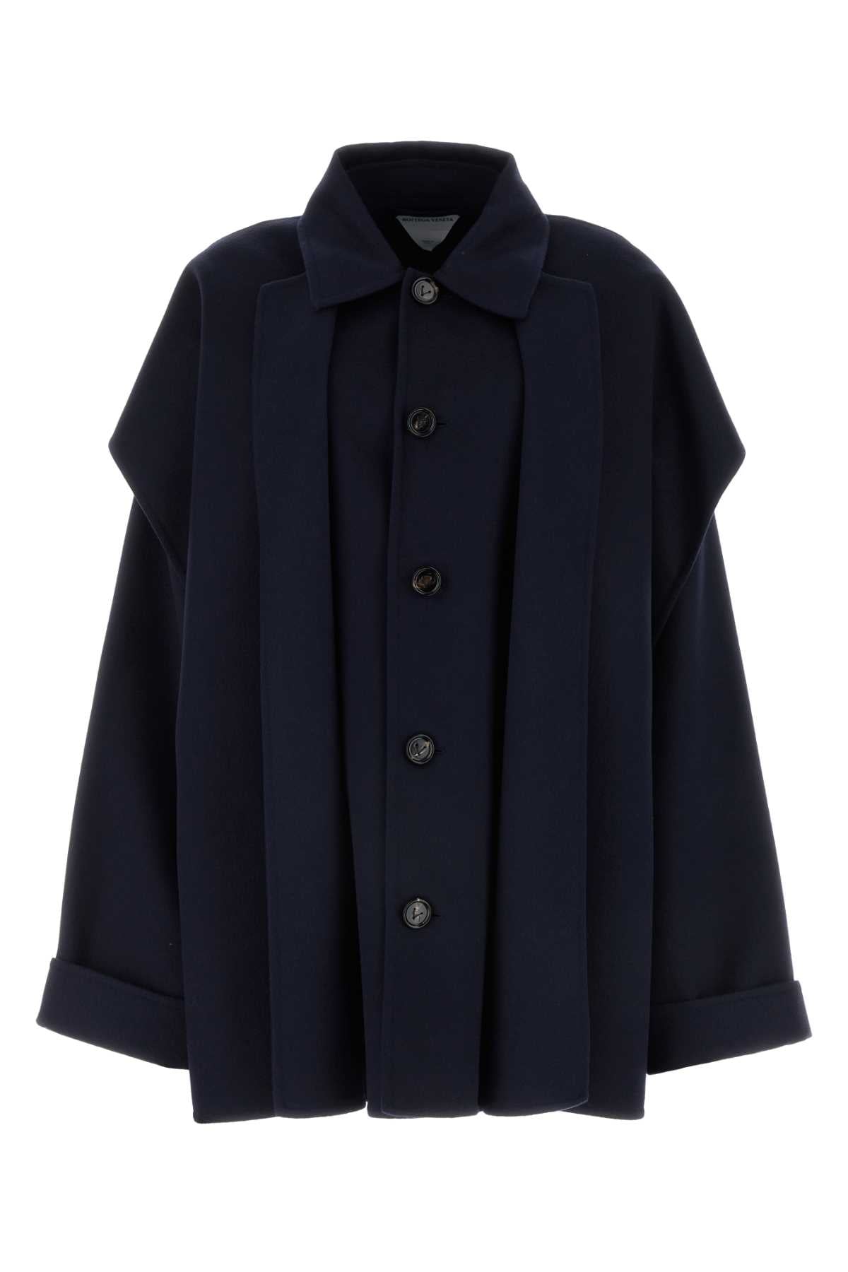Bottega Veneta Women Midnight Blue Wool Blend Coat BOTTEGA VENETA