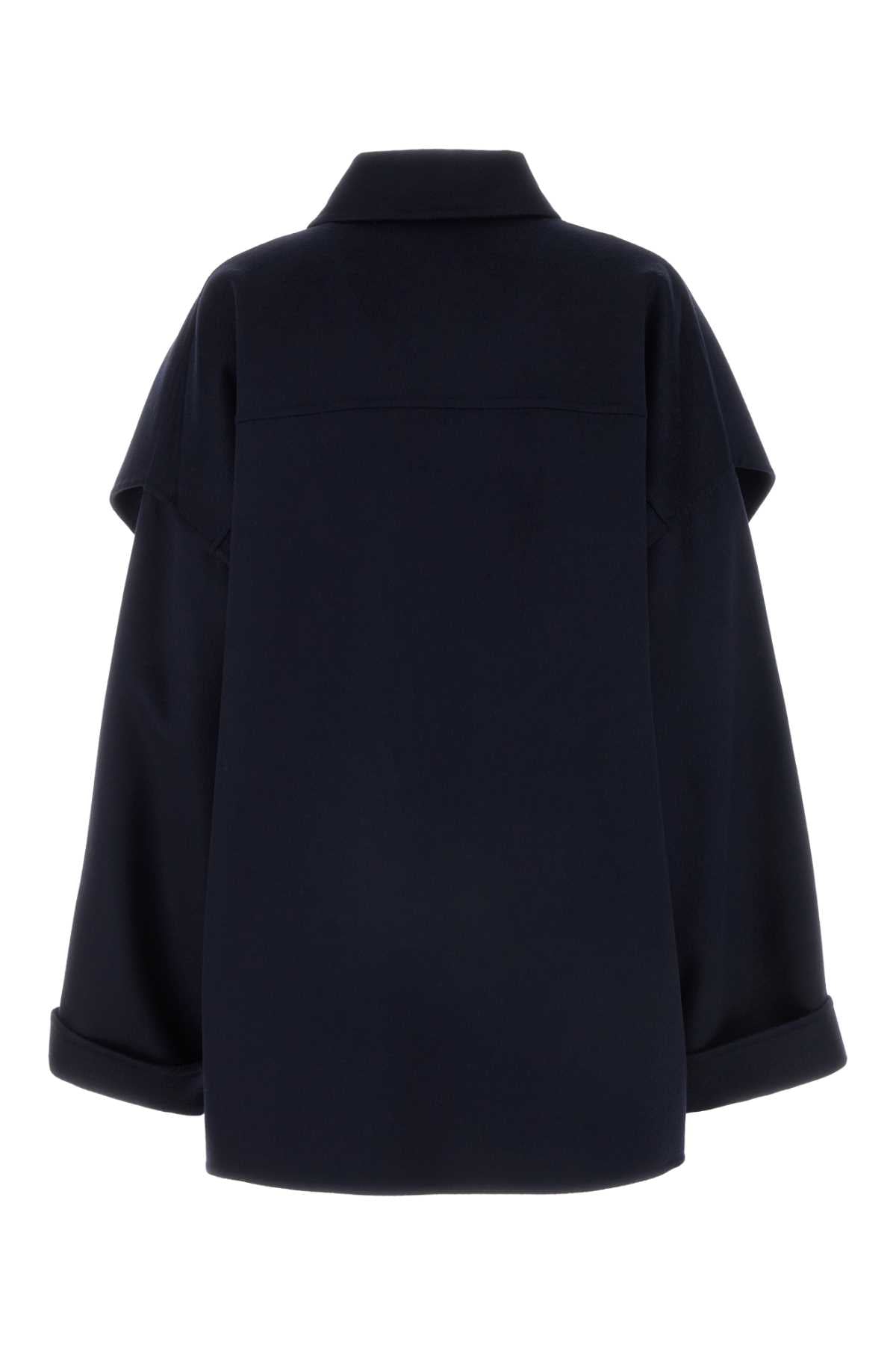 Bottega Veneta Women Midnight Blue Wool Blend Coat BOTTEGA VENETA