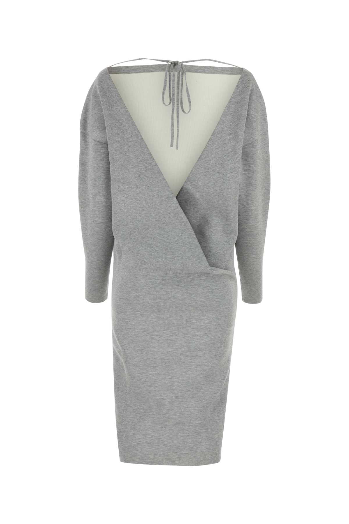 Gucci Women Grey Stretch Wool Blend Dress GUCCI