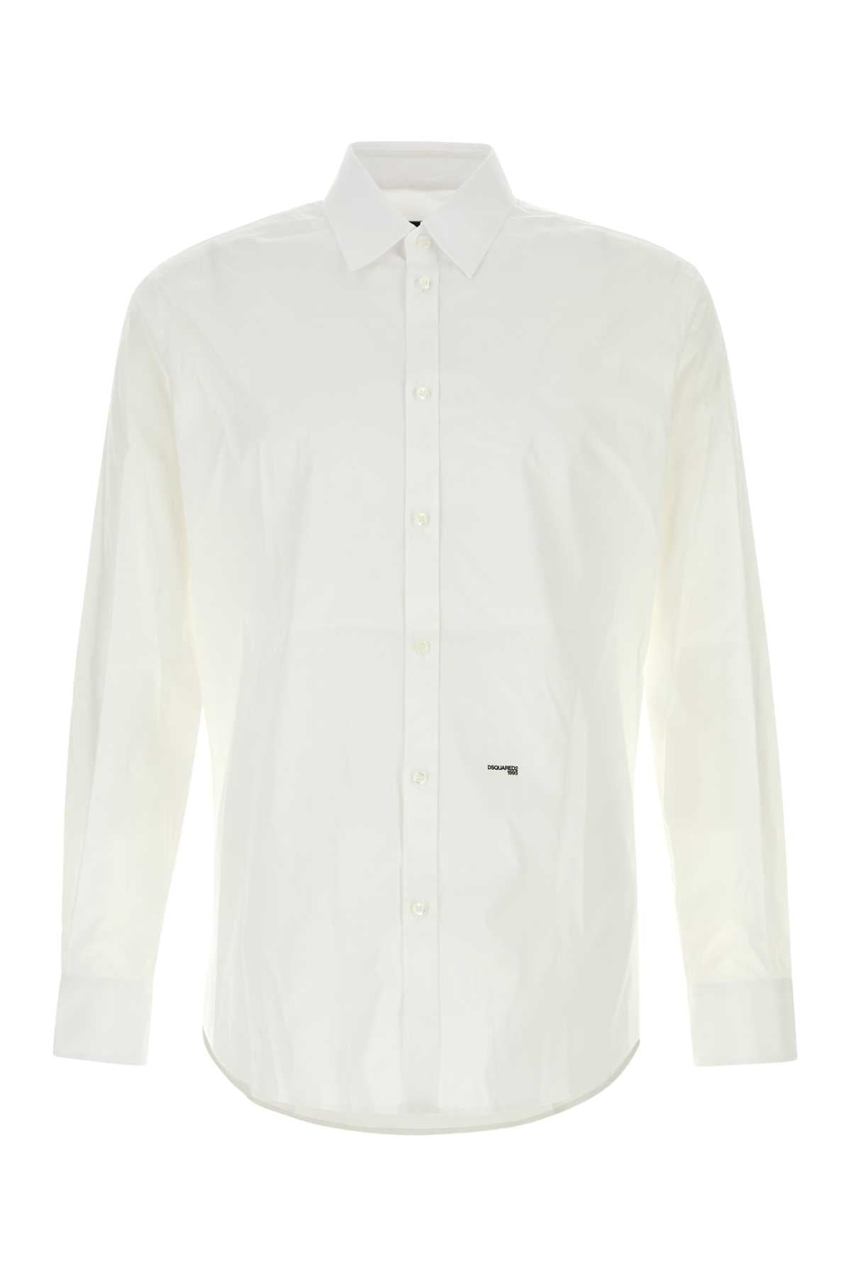Dsquared Men White Stretch Poplin Shirt DSQUARED2