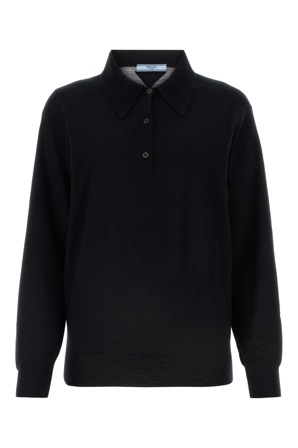 Prada Women Black Cashmere Polo Shirt PRADA