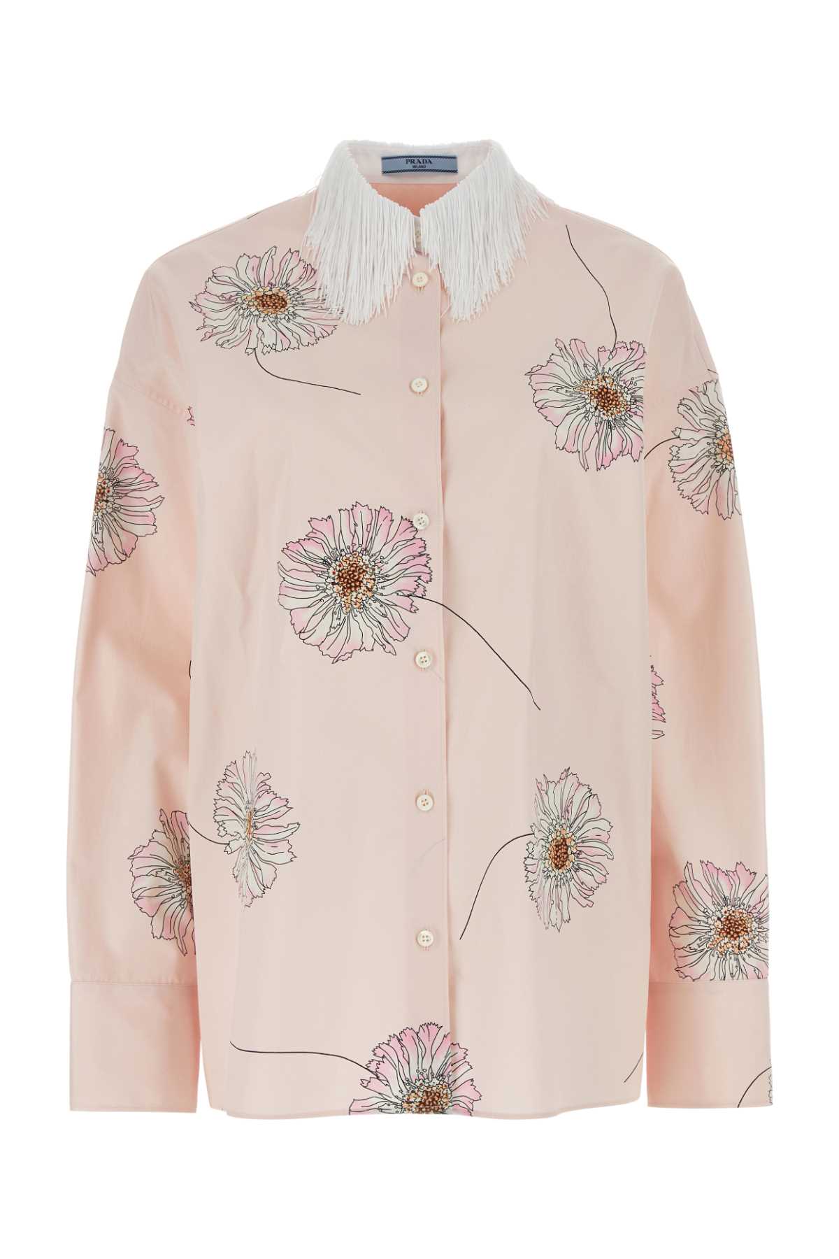 Prada Women Printed Poplin Oversize Shirt PRADA