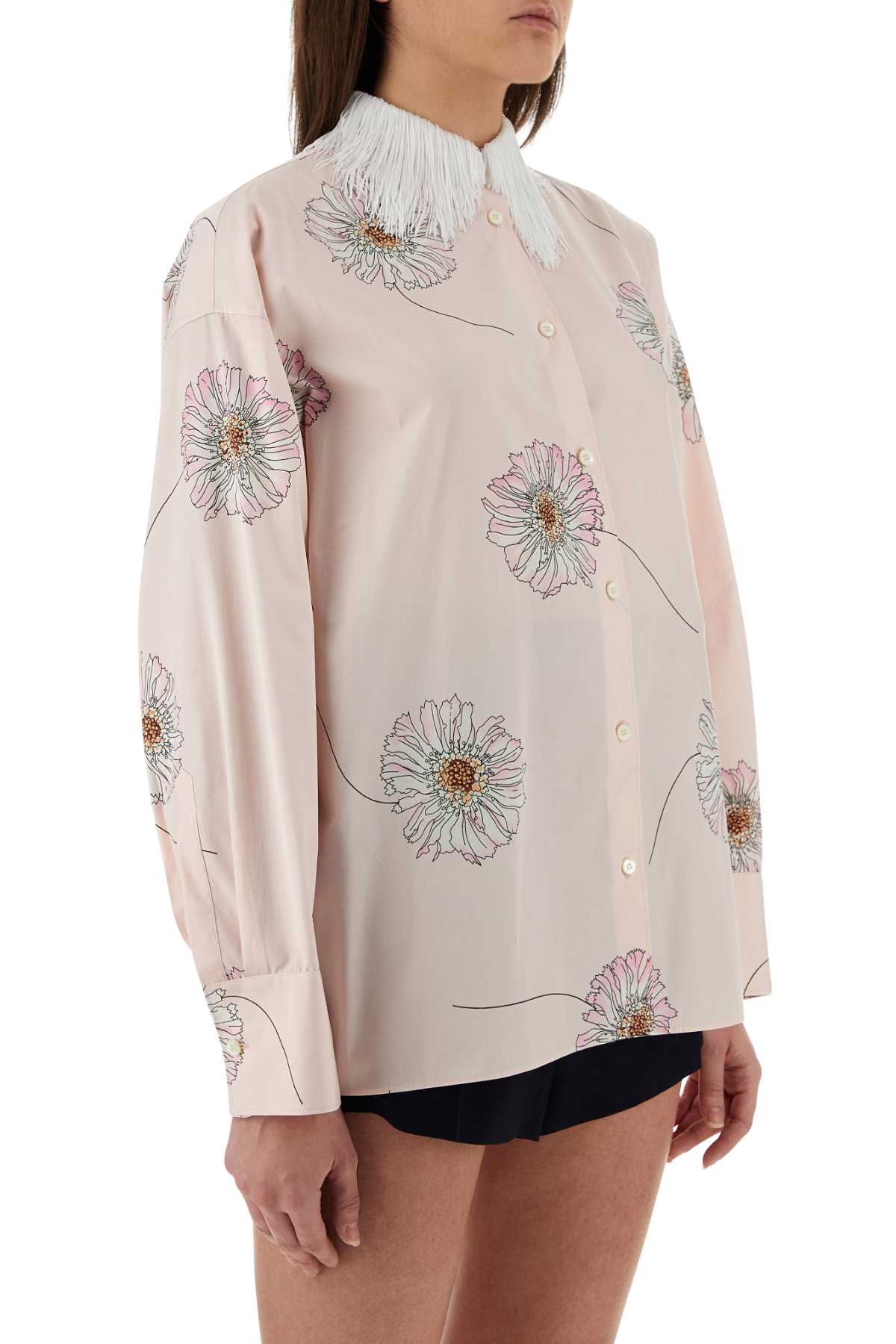 Prada Women Printed Poplin Oversize Shirt PRADA