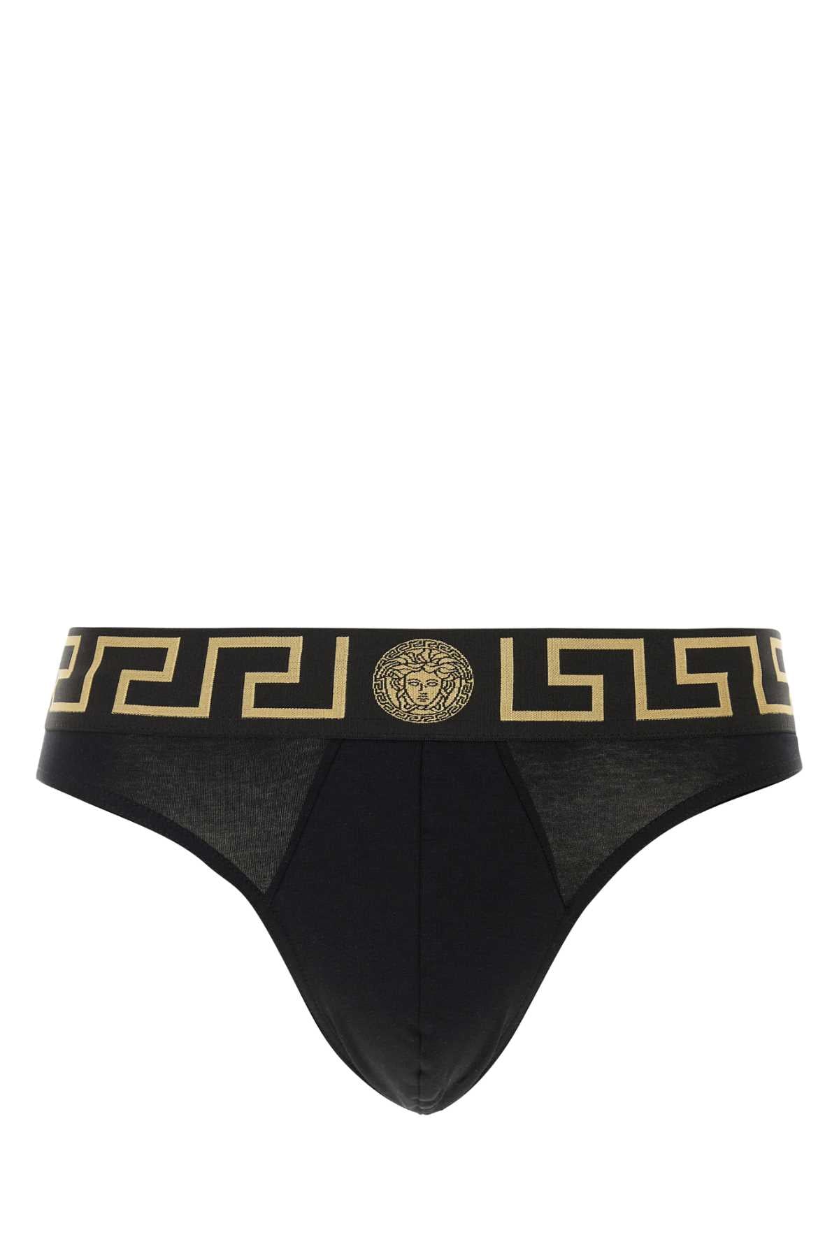 Versace Men Black Stretch Cotton Thong VERSACE