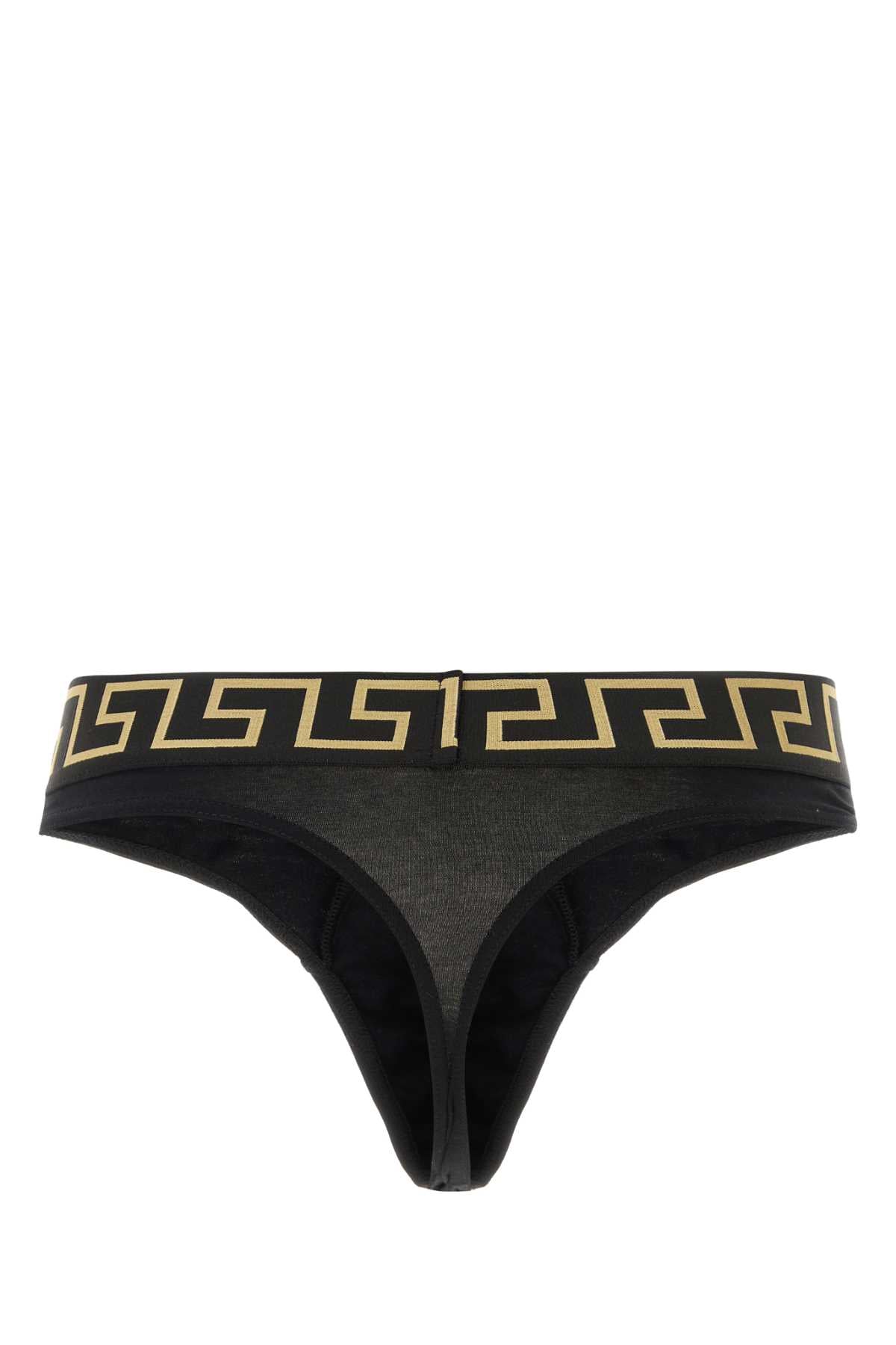 Versace Men Black Stretch Cotton Thong VERSACE